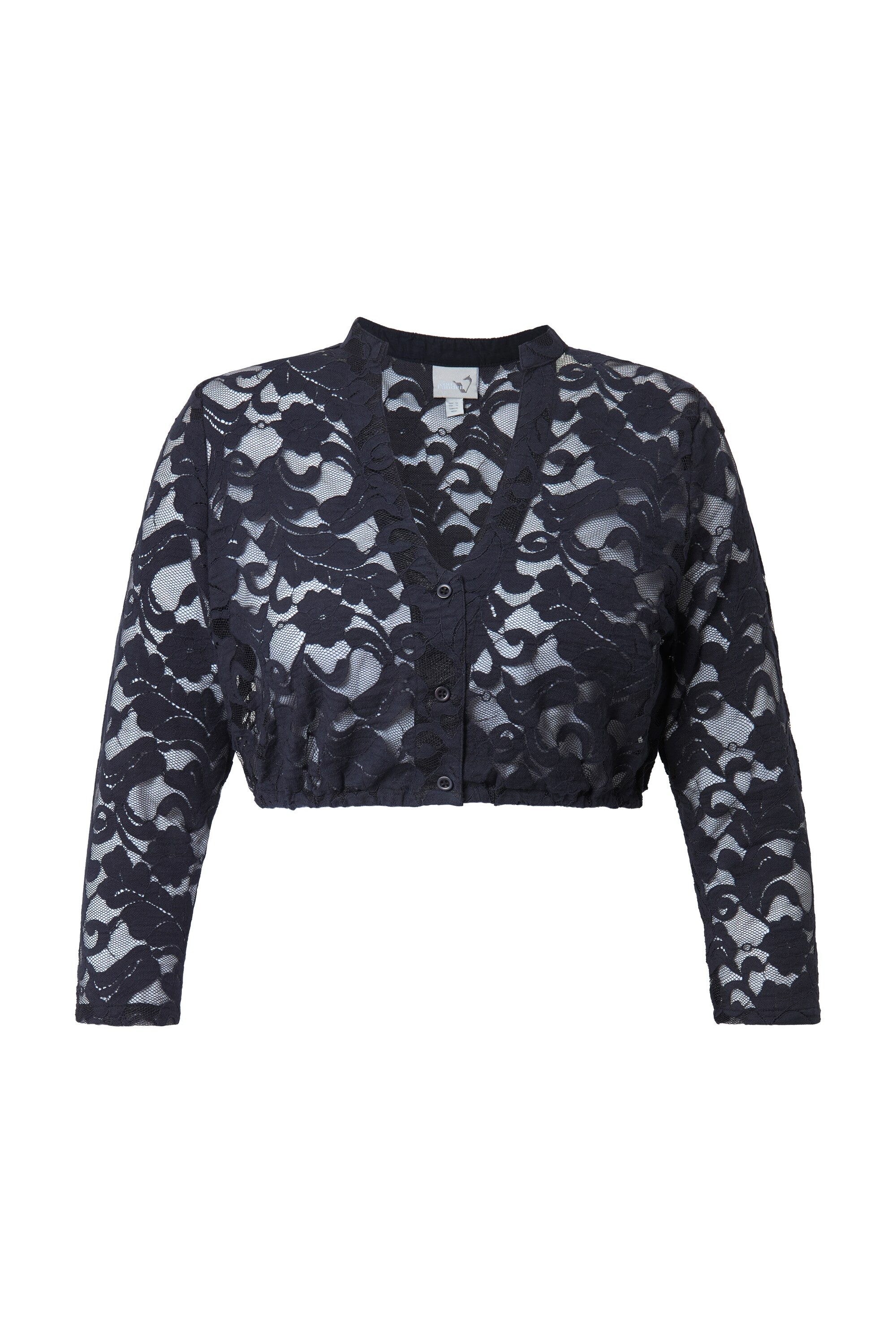 Ulla Popken Longbluse Dirndlbluse Spitze V-Ausschnitt günstig online kaufen