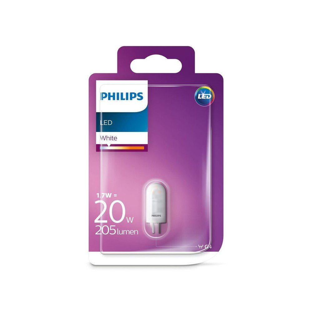 Stiftsockel Philips 12V Kapsel 205lm LED Warmweiß 3000K, Philips Warmweiß G4, 1,7W=20W G4 LED-Leuchtmittel