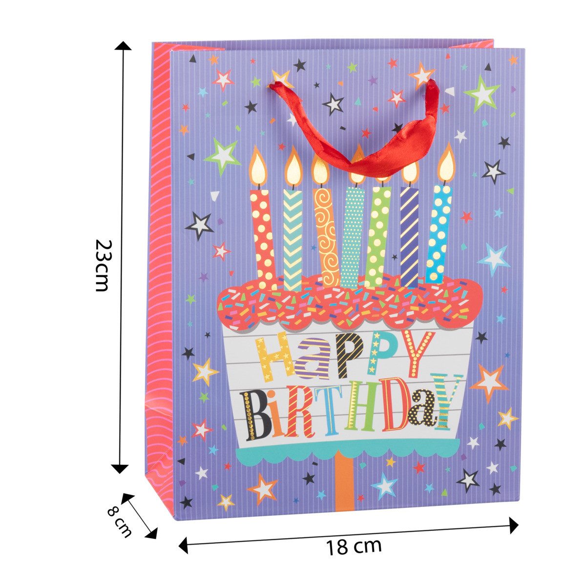 Idena Tragetasche Geschenktasche - Geburtstag, Kerzen, 18 x 23 x 8 cm, 210g/m² – Bild 5 von 5
