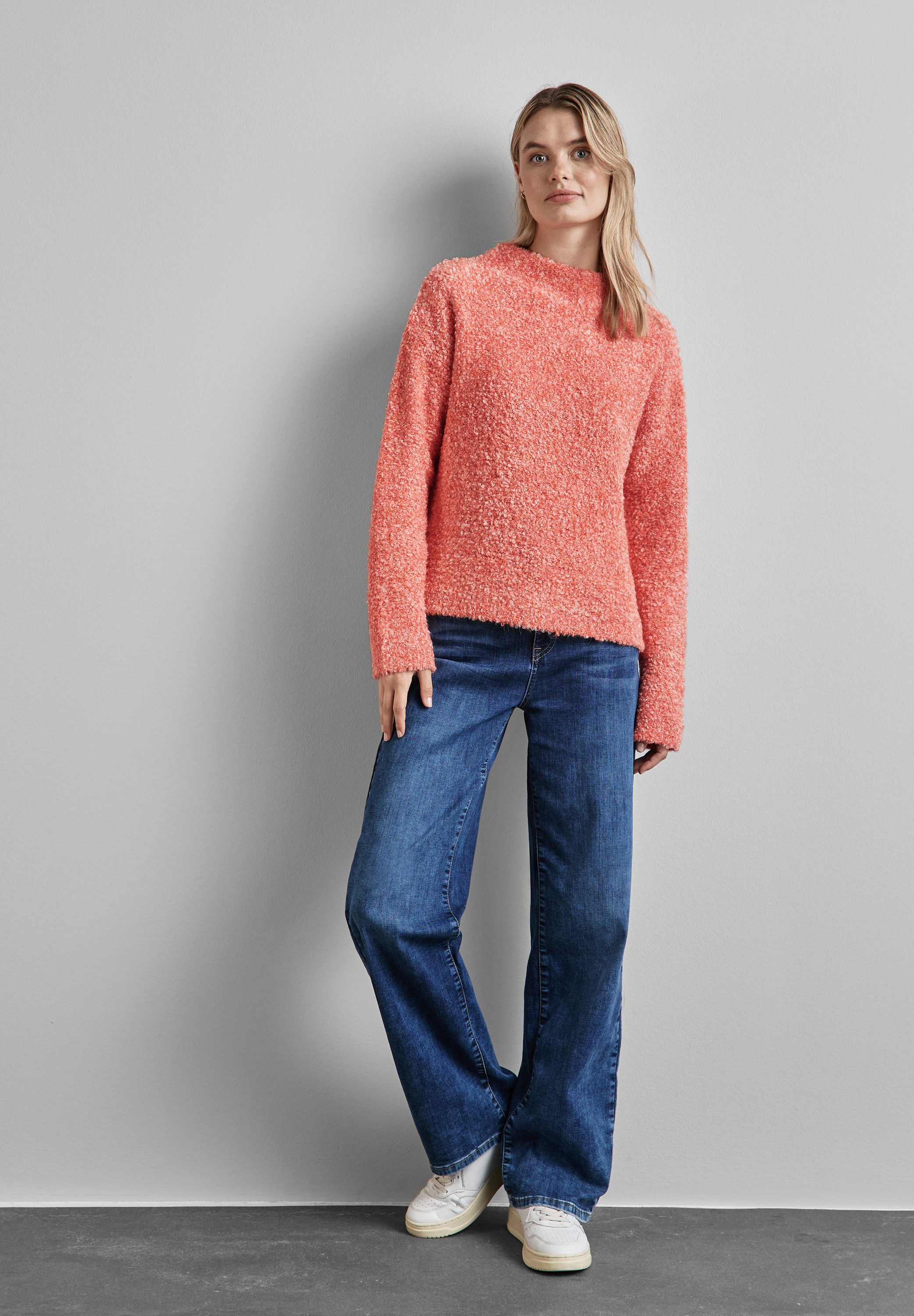 STREET ONE Rundhalspullover aus softem Materialmix