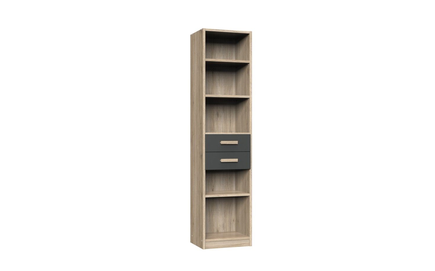möbel-direkt.de Babyzimmer-Komplettset Cariba in Eiche San Remo und Graphit, (Komplett Set, 8-tlg., Kleiderschrank, Babybett, Umbauseiten, Bettschubkasten), Made in Germany, umbaubare Wickelkommode mit Soft Close