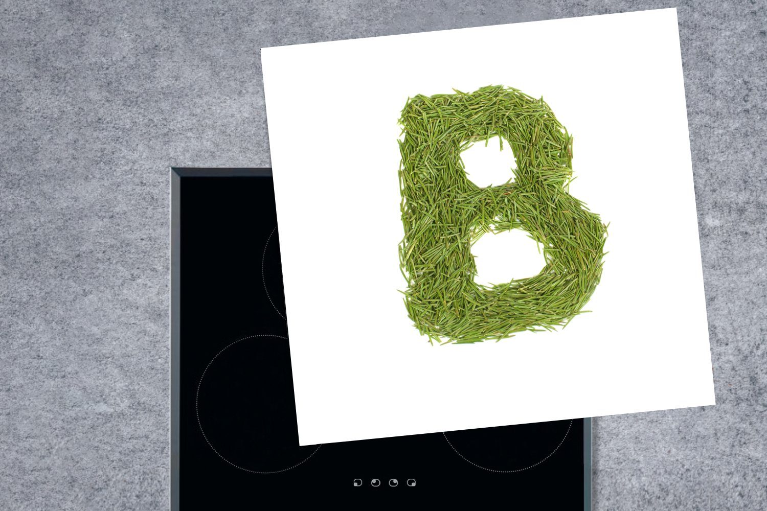 B die bilden, MuchoWow küche cm, Grüne für Vinyl, Buchstaben Arbeitsplatte tlg), Ceranfeldabdeckung, (1 Bohnen, 78x78 den Herdblende-/Abdeckplatte