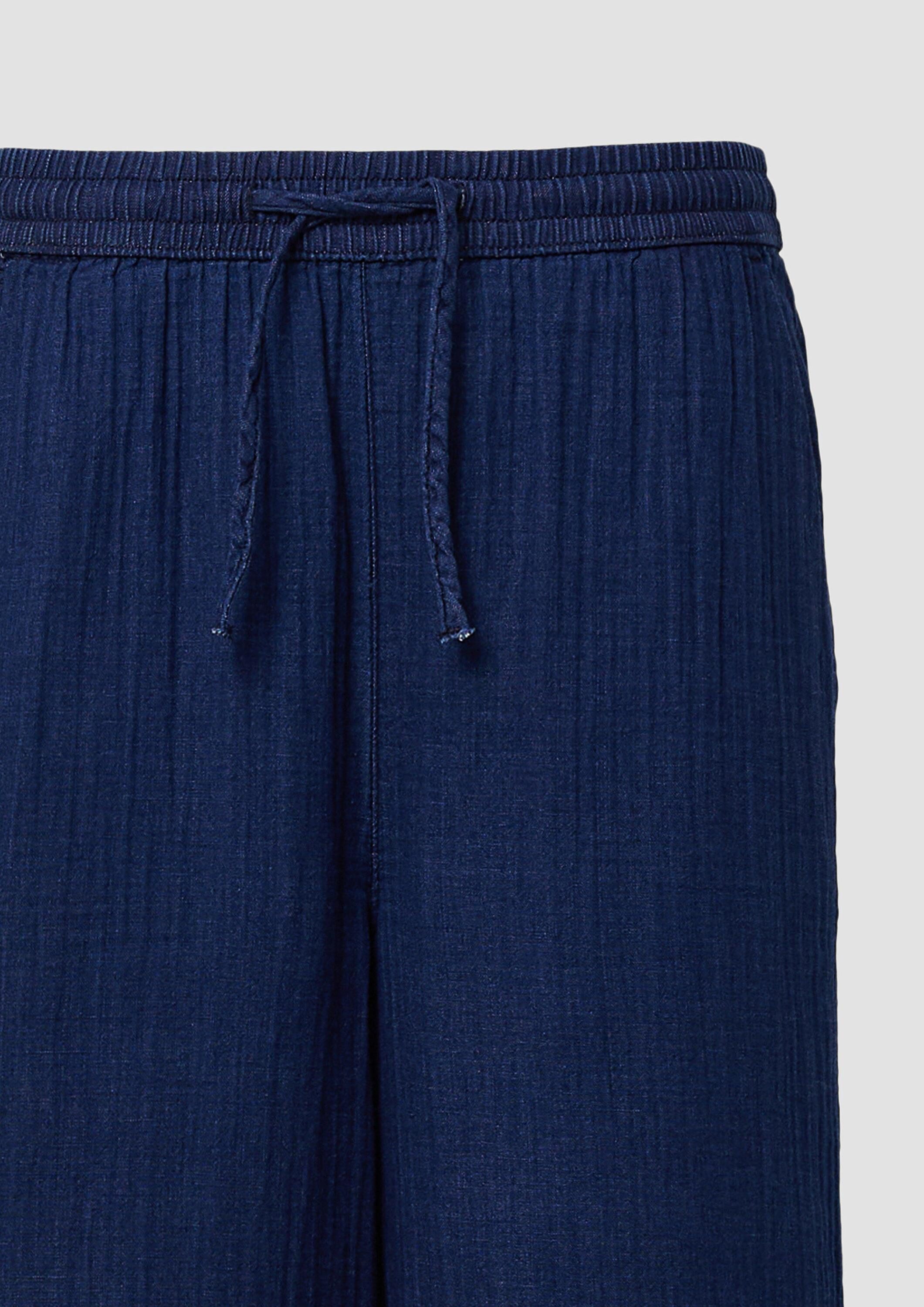 s.Oliver Chinos Hose Indigo dyed Wide-Leg-Hose mit Elastikbund