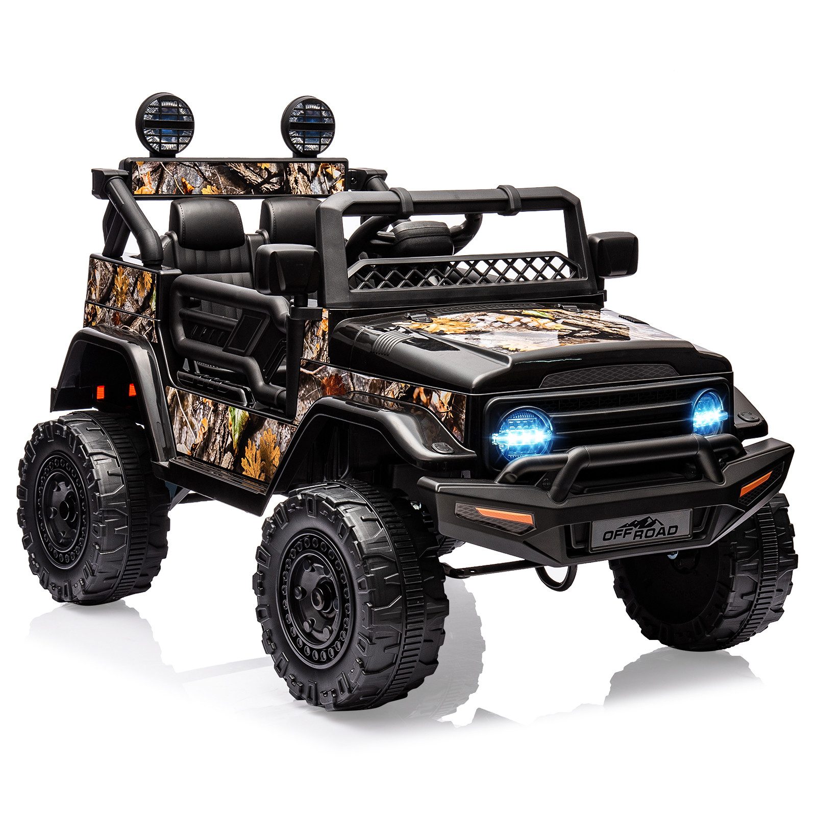 GarveeMore Elektro-Kinderquad 12V Kinder Elektroauto Geländewagen mit Federung und Fernbedienung, (1-tlg), LED-Lichter, Kabellose Verbindung,3 Geschwindigkeiten – ab 3 Jahren