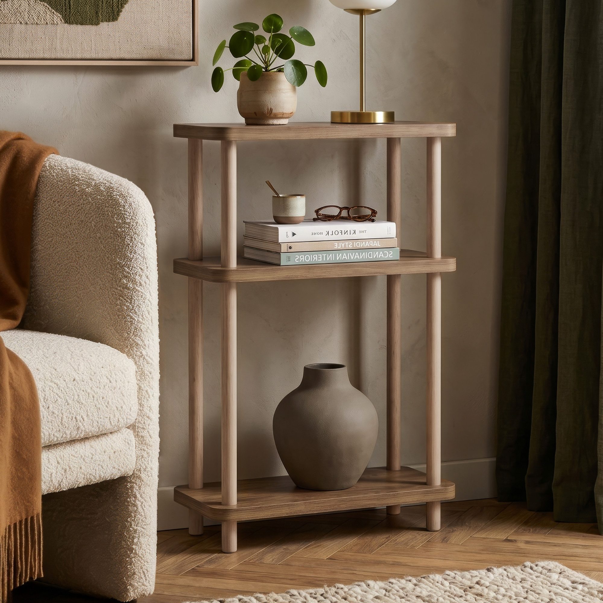 en.casa Standregal, »Nampernu« mit 3 Ebenen 62x40x18 cm Holzoptik