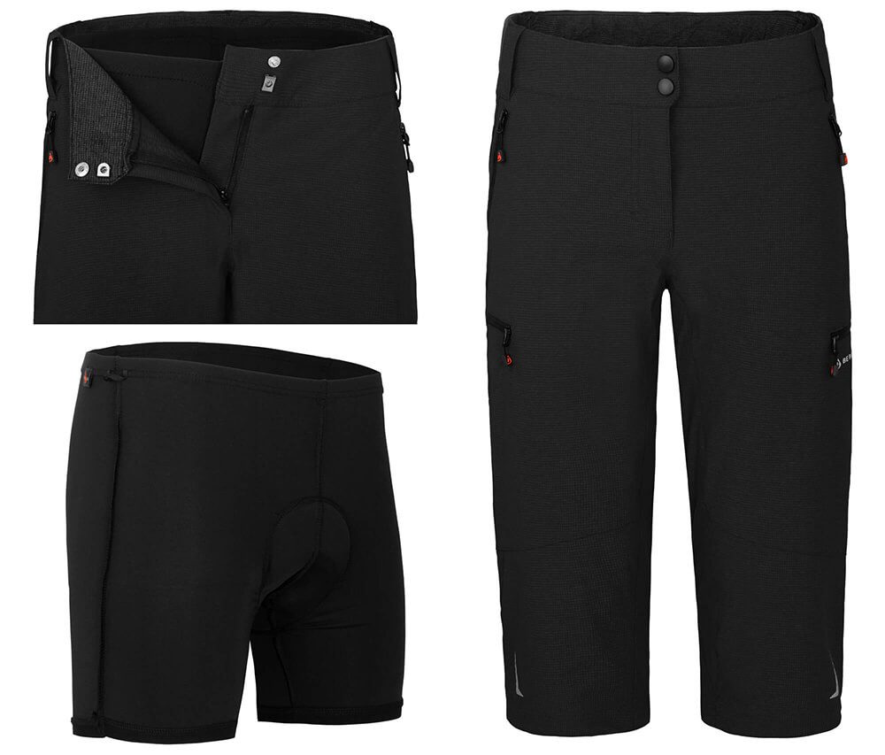 Bergson Fahrradhose VINA Capri Damen 3/4 Radhose (mit gepolsterter Innenhose), robust, elastisch, No