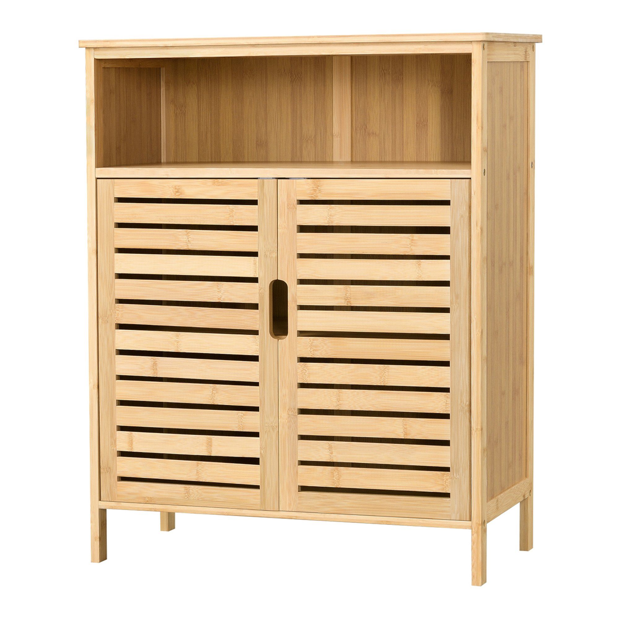 en.casa »Eslöv« 81x65,5x31cm, Midischrank Badezimmerschrank Bambus 5x31cm