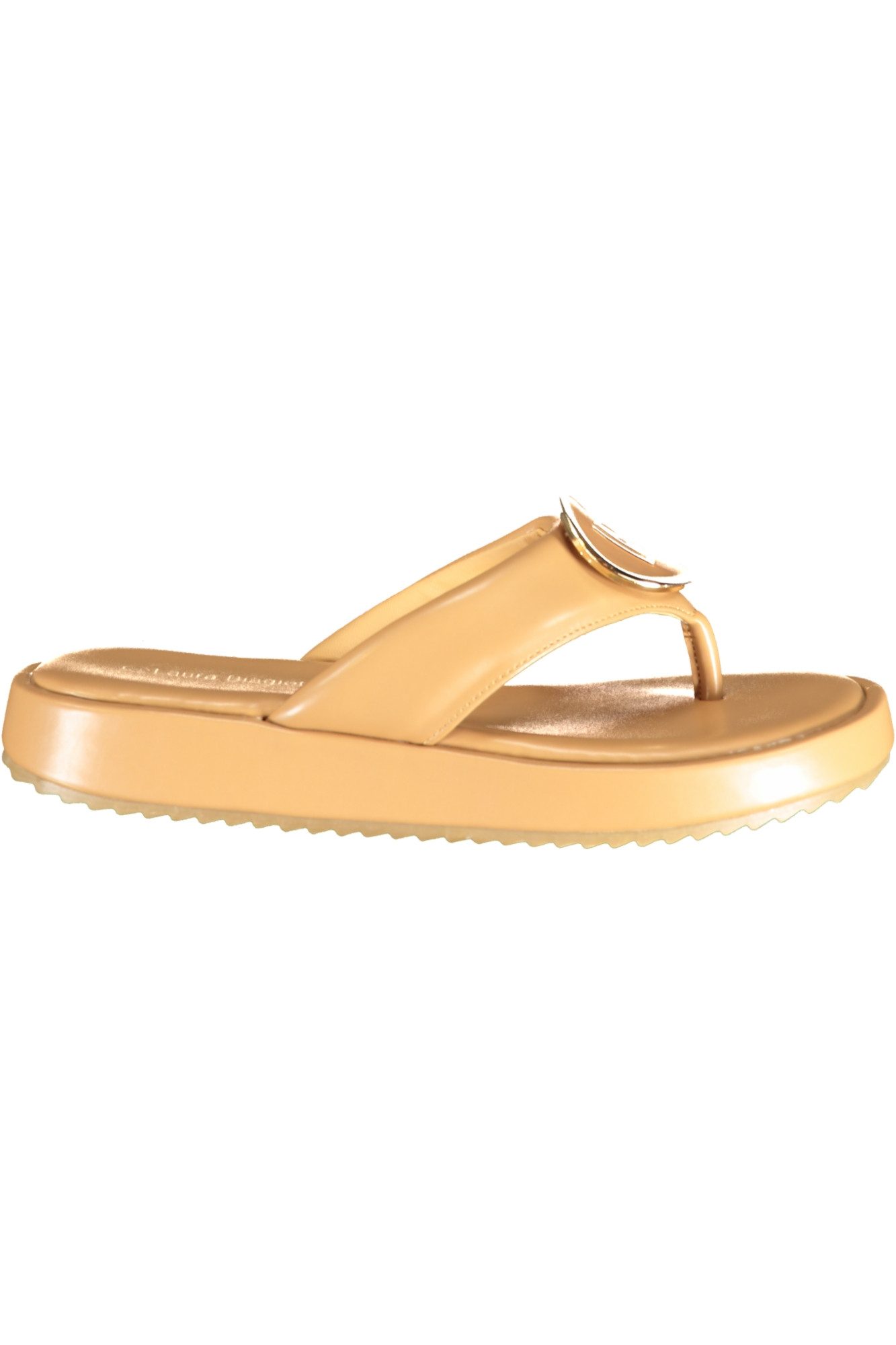 Laura Biagiotti Zehentrenner Elegante Damensandalen Beige mit Logo und