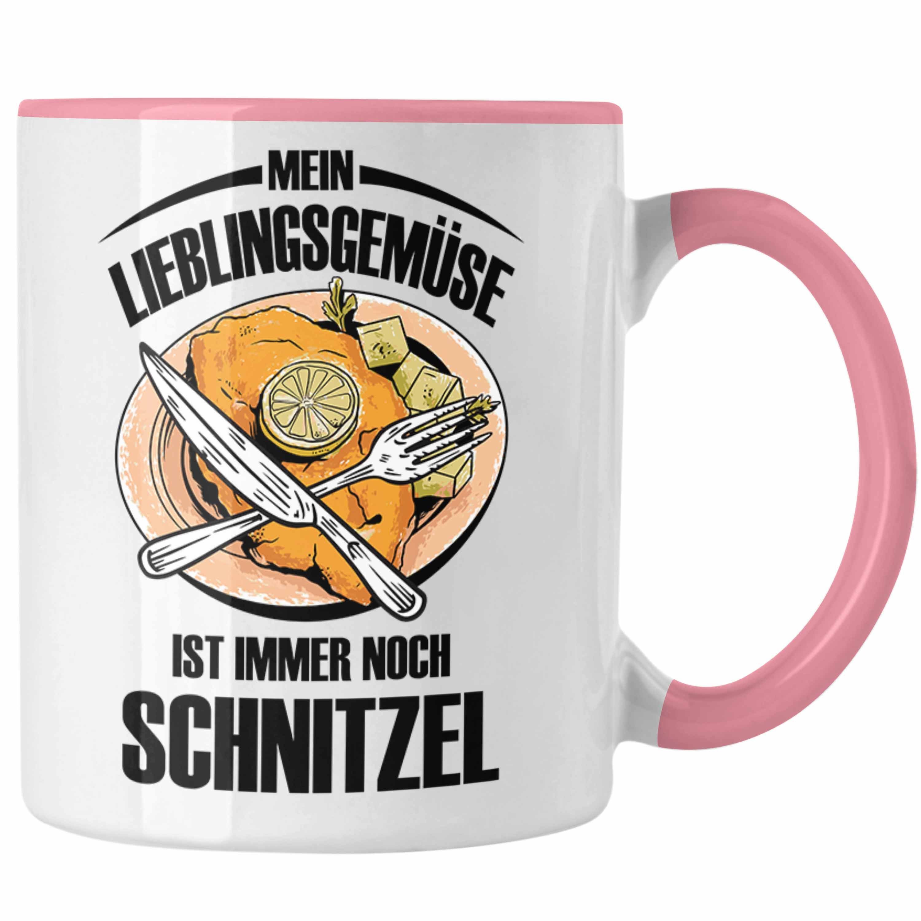 Trendation Tasse Schnitzel-Tasse Geschenk für Schnitzel-Liebhaber Mein Lieblingsgemüse Rosa