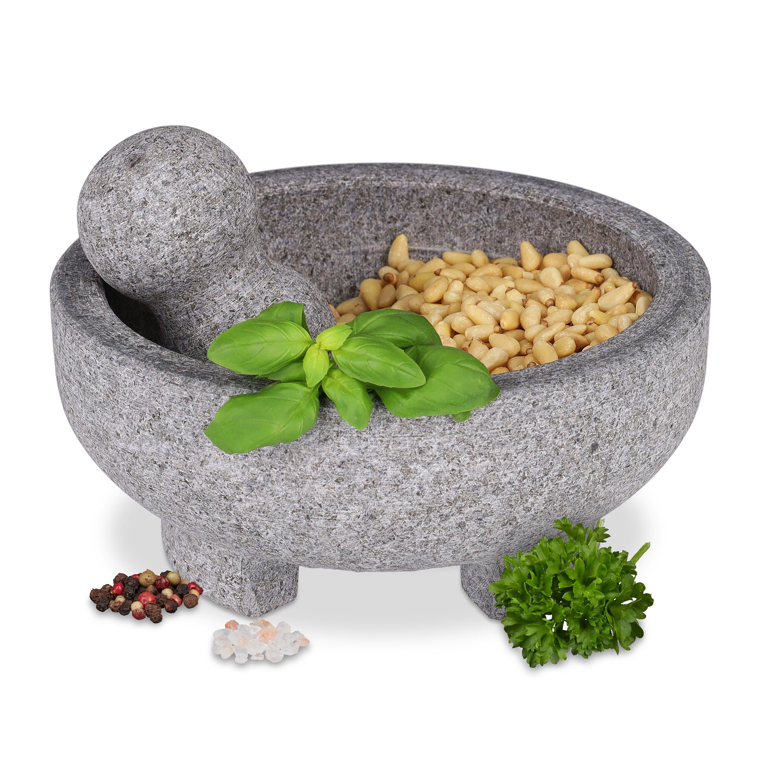 relaxdays Mörser mit Stößel aus Granit. Reduzierter Preis € 29,99. Unverbindliche Preisempfehlung € 59,99
