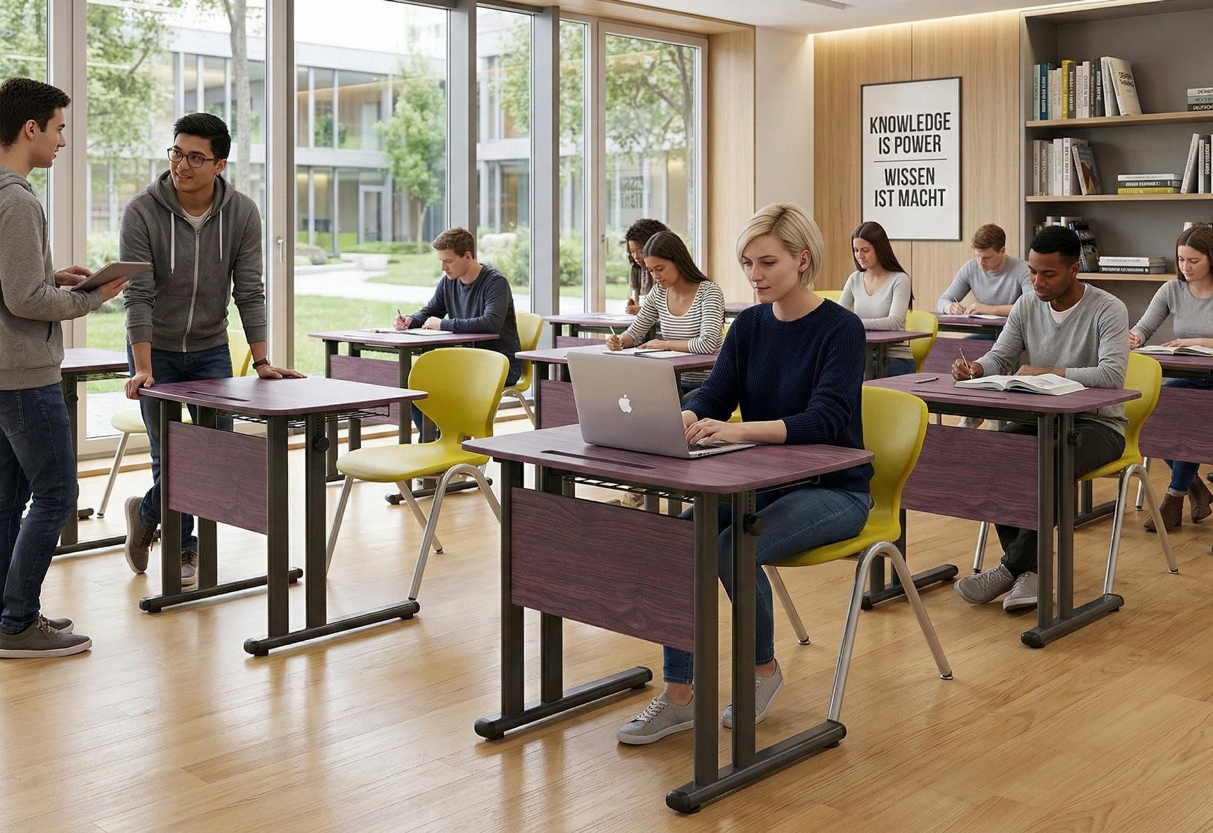 JVmoebel Schreibtisch Moderne Schulbank mit ergonomischem Stuhl und flexiblem Tisch, Made in Europa