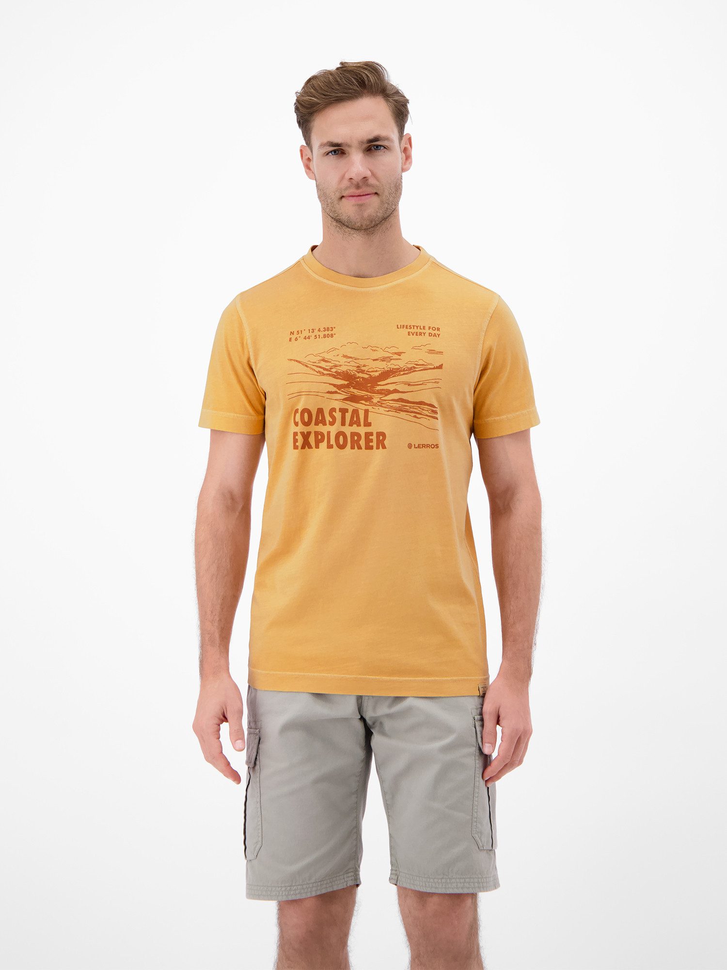 LERROS T-Shirt T-Shirt mit O-Neck und Frontprint