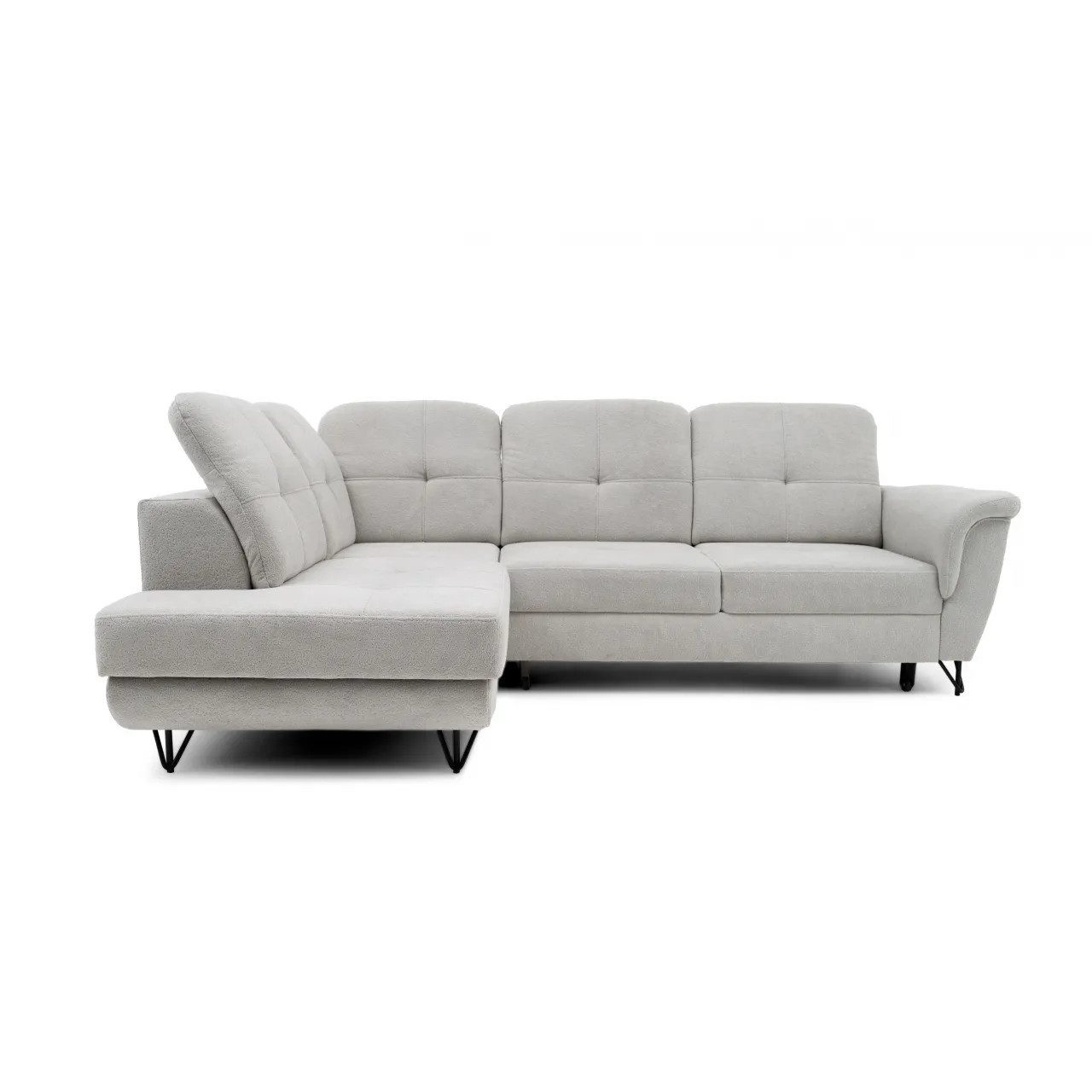Muffo Ecksofa PIRI, B:240/T:183/H:94CM, Verstellbare Rückenlehne, T30-Schaum + gewellte Feder, hohe Metallfüße