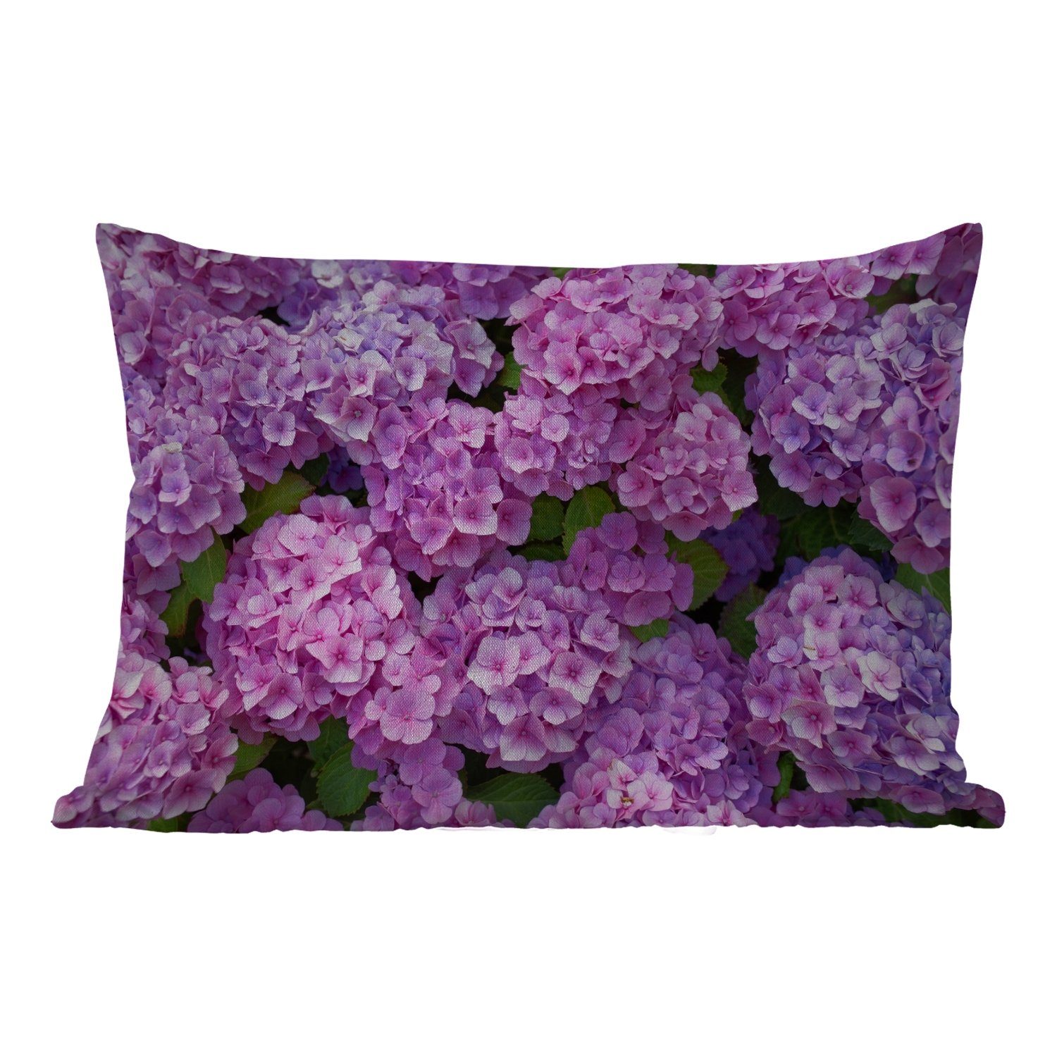 MuchoWow Dekokissen Blumen - Hortensie - Strauch - Rosa - Blütenblätter, Outdoor-Dekorationskissen, Polyester, Dekokissenbezug, Kissenhülle