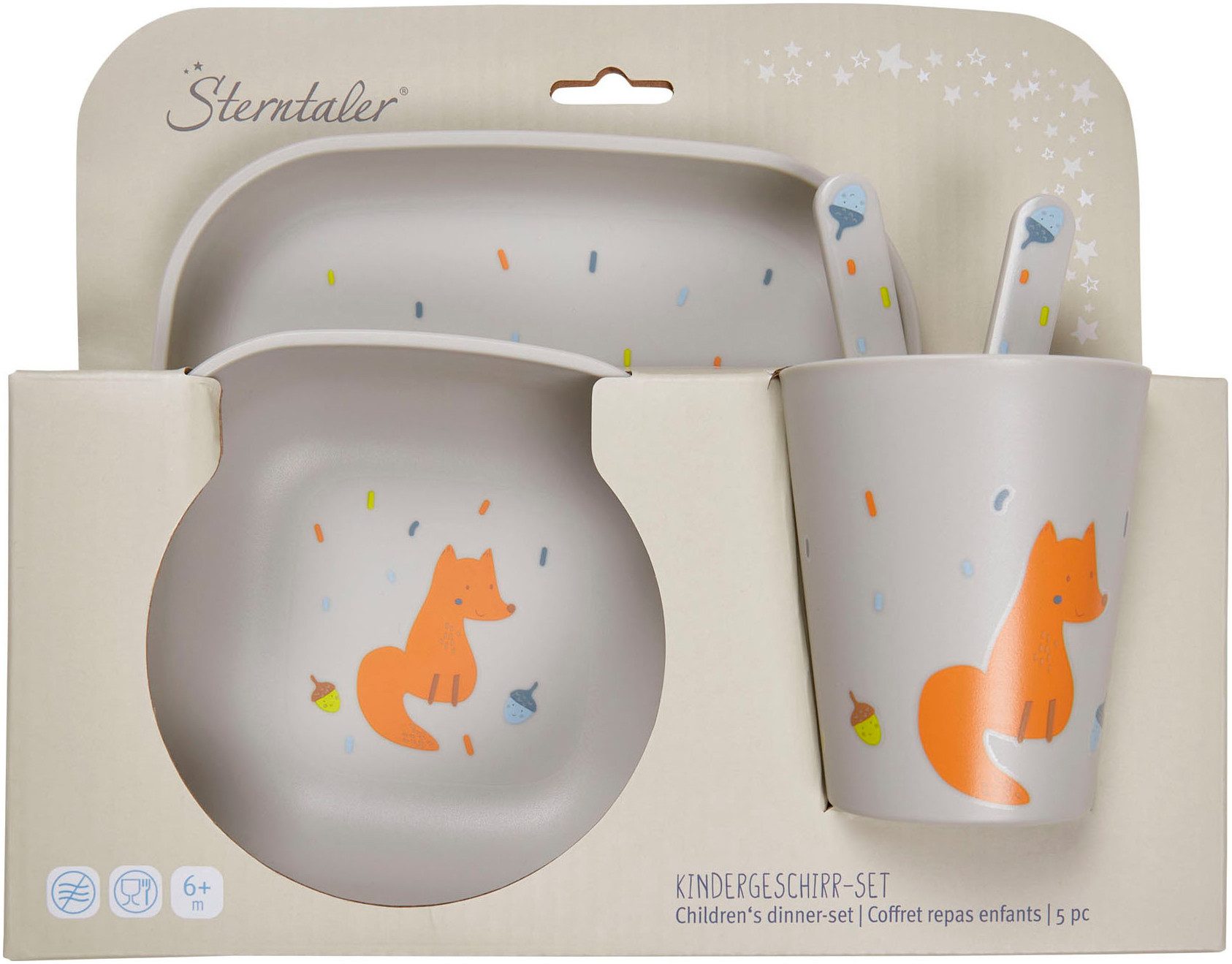 Sterntaler® Kindergeschirr-Set Fuchs Filou, eckig (5-tlg), Polypropylen