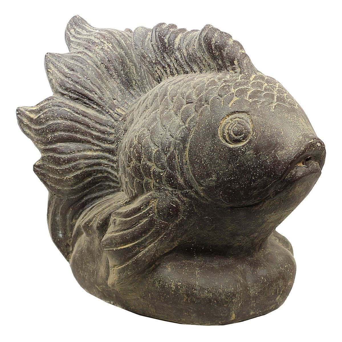 Oriental Galerie Dekofigur traditionelle (1 Brunnen im in cm St), Koi Herstellung Handarbeit Fisch 67 Stein-Figur Ursprungsland