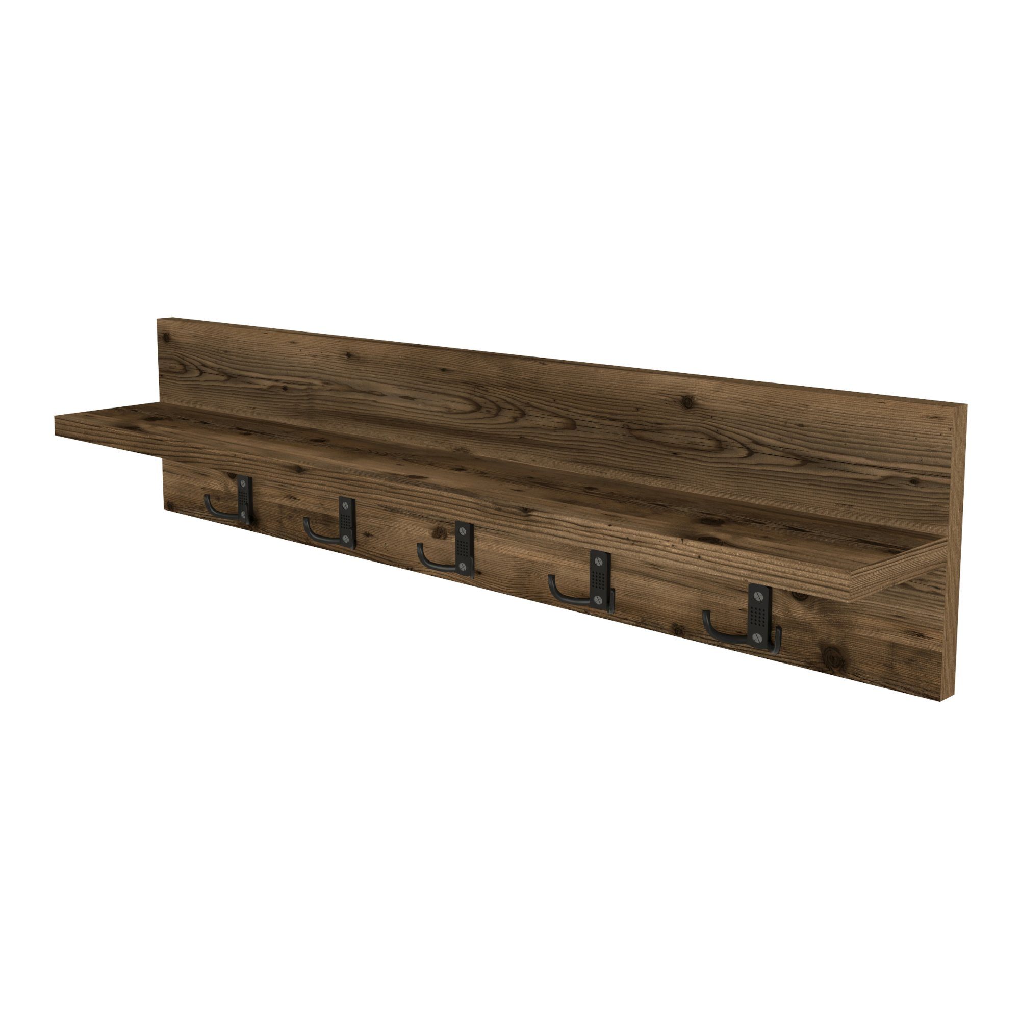 en.casa Wandgarderobe, Hammarö Flurgarderobe mit Ablage und 10 Haken Eiche, antik