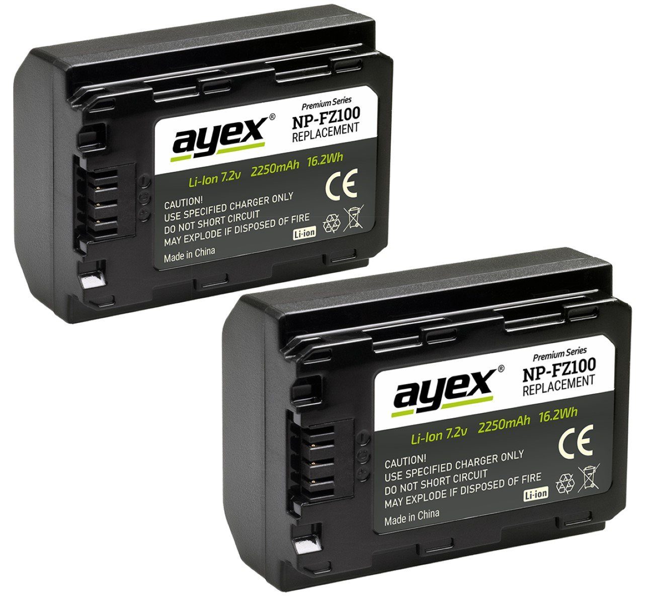 ayex Batteriegriff Meike mit Fernauslöser für Sony A6600 + 2x ayex NP-FZ100 Akku MK-A6600