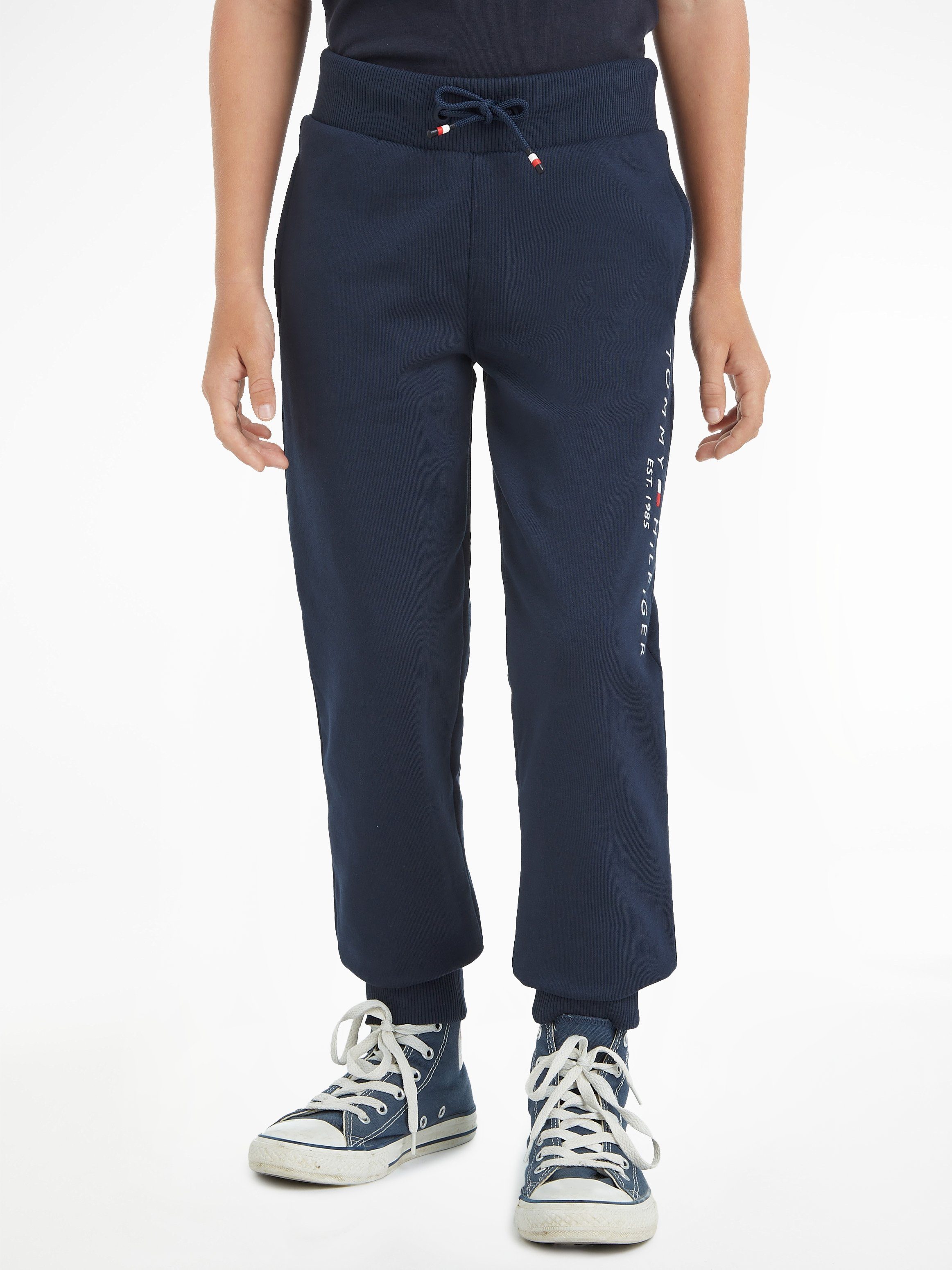 dem Jogginghose mit Bein Twilight_Navy Tommy Logo-Schriftzug auf Hilfiger Hilfiger Tommy