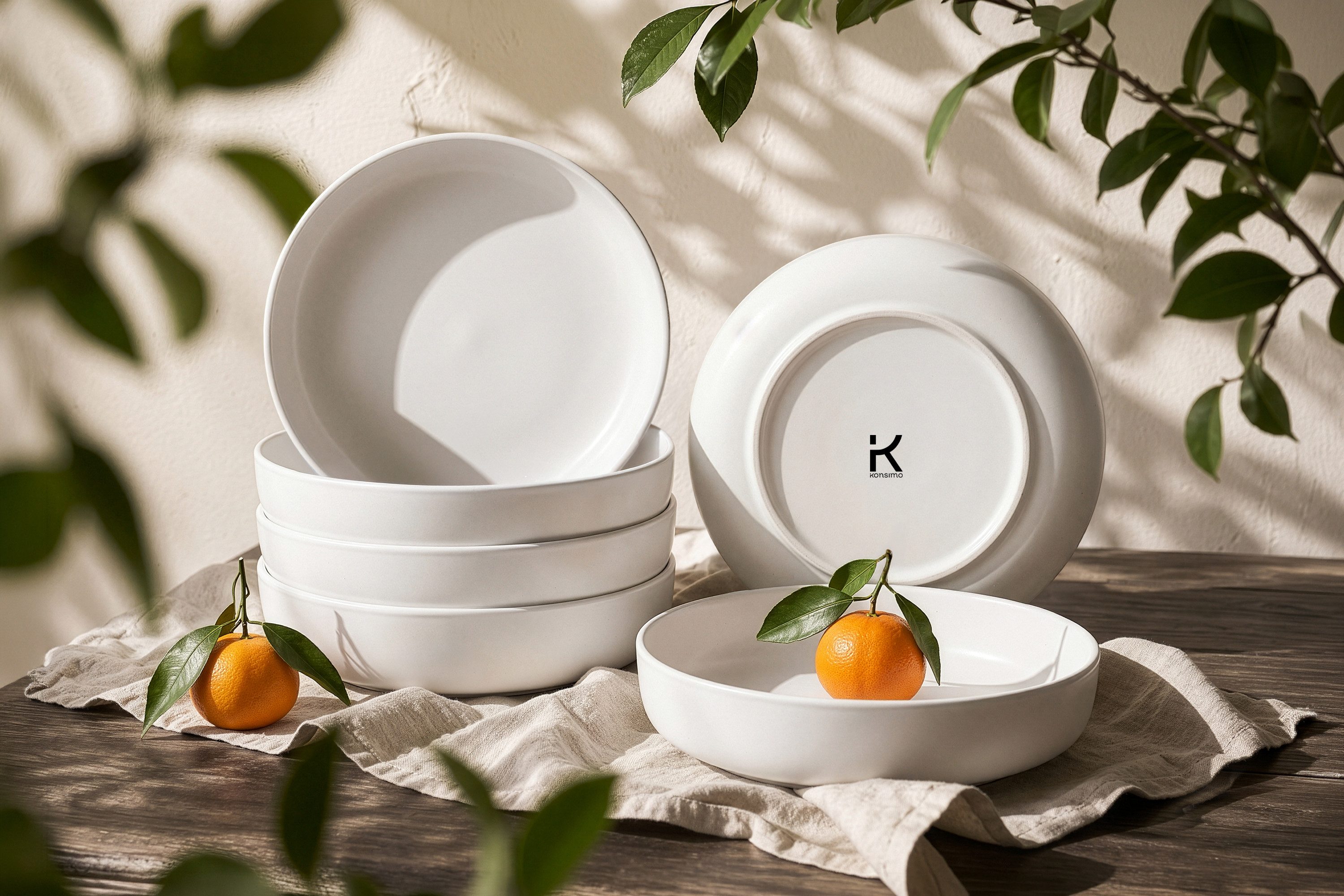 KONSIMO® Teller-Set VICTO Tafelservice hergestellt in der EU (6-tlg), 6 Personen, Steingut, spülmaschinengeeignet, mikrowellengeeignet, 6x Suppenteller