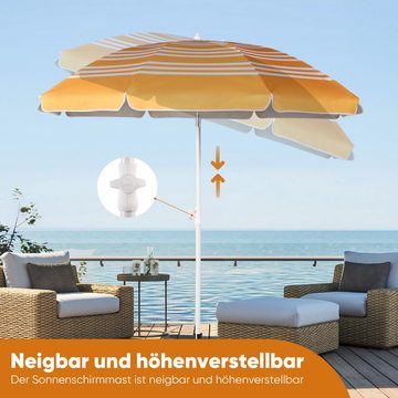 Sekey Sonnenschirm Ø180 cm Balkonschirm Terrassenschirm mit Schutzhülle und Bodenhülse, LxB: 180,00x180,00 cm, UV-Schutz 50+, höhenverstellbar, beidseitig um 30° knickbar