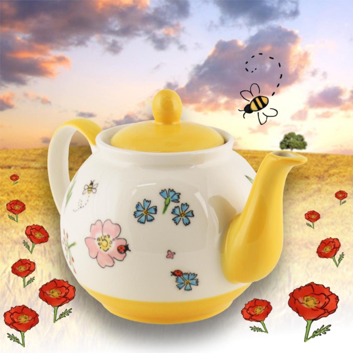 (Set) Teekanne ca Liter, 1,2 Lovely l, 1.2 Flowers Keramik-Teekanne Mila Mila