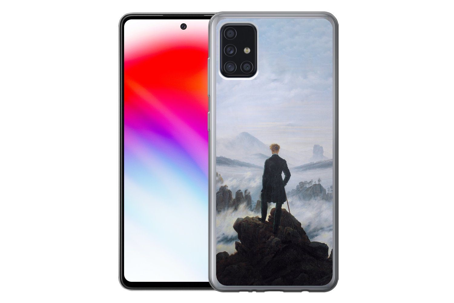MuchoWow Handyhülle für Samsung Galaxy A52 5G Der Wanderer über dem Nebelmeer - Caspar Dav, Smartphone-Bumper, Print, Handy Schutzhülle Dünn