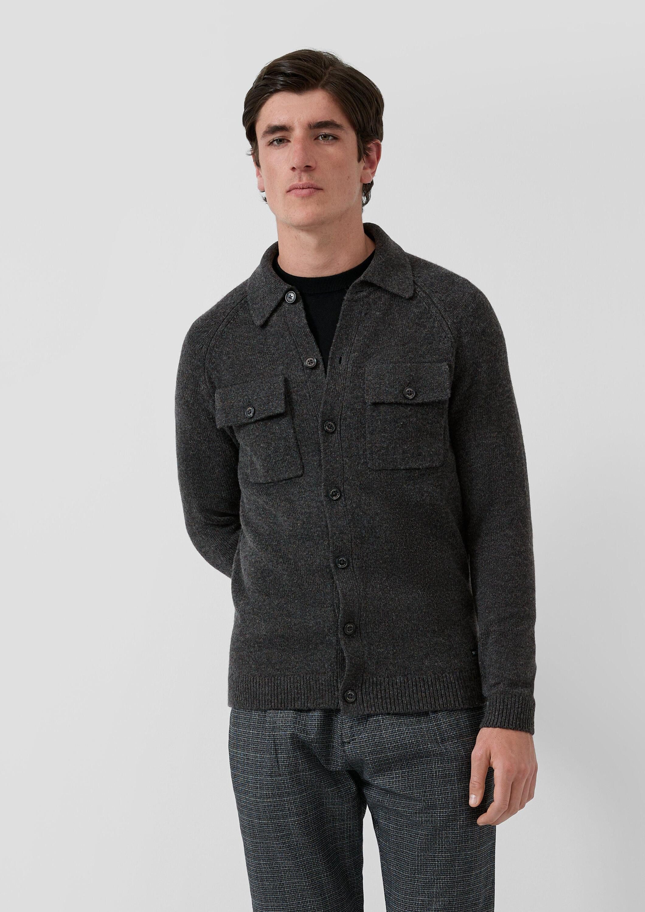 s.Oliver Cardigan Strickjacke Wollmix-Cardigan im Overshirt-Style