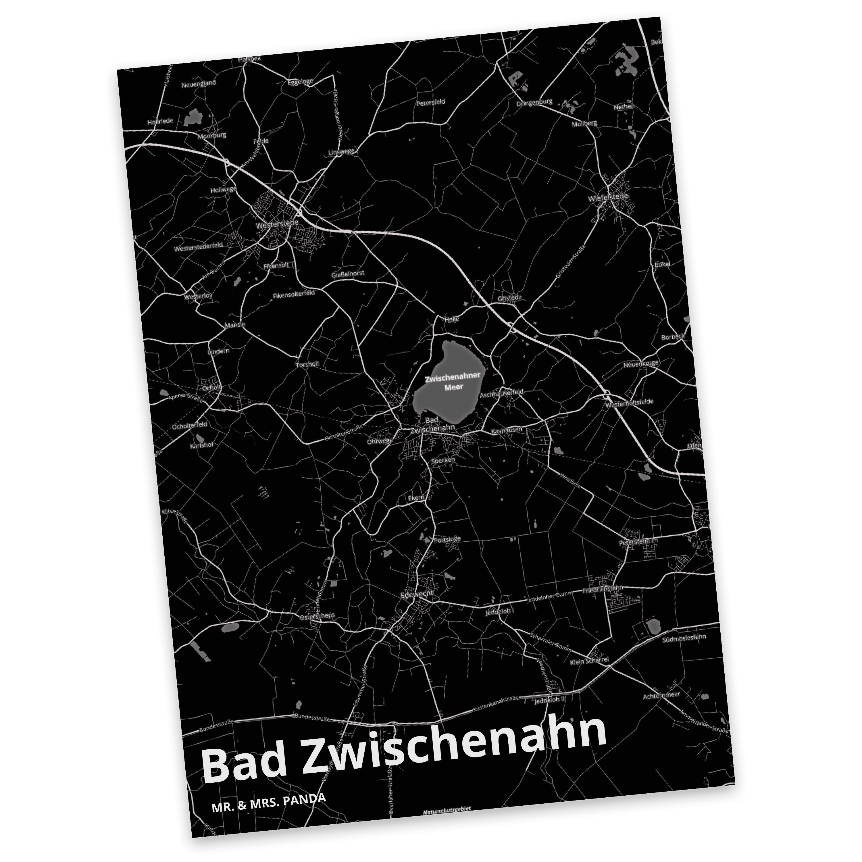Mr. & Mrs. Panda Postkarte »Bad Zwischenahn Wohnort, Geschenk, Einladung, Stadt Dorf Karte