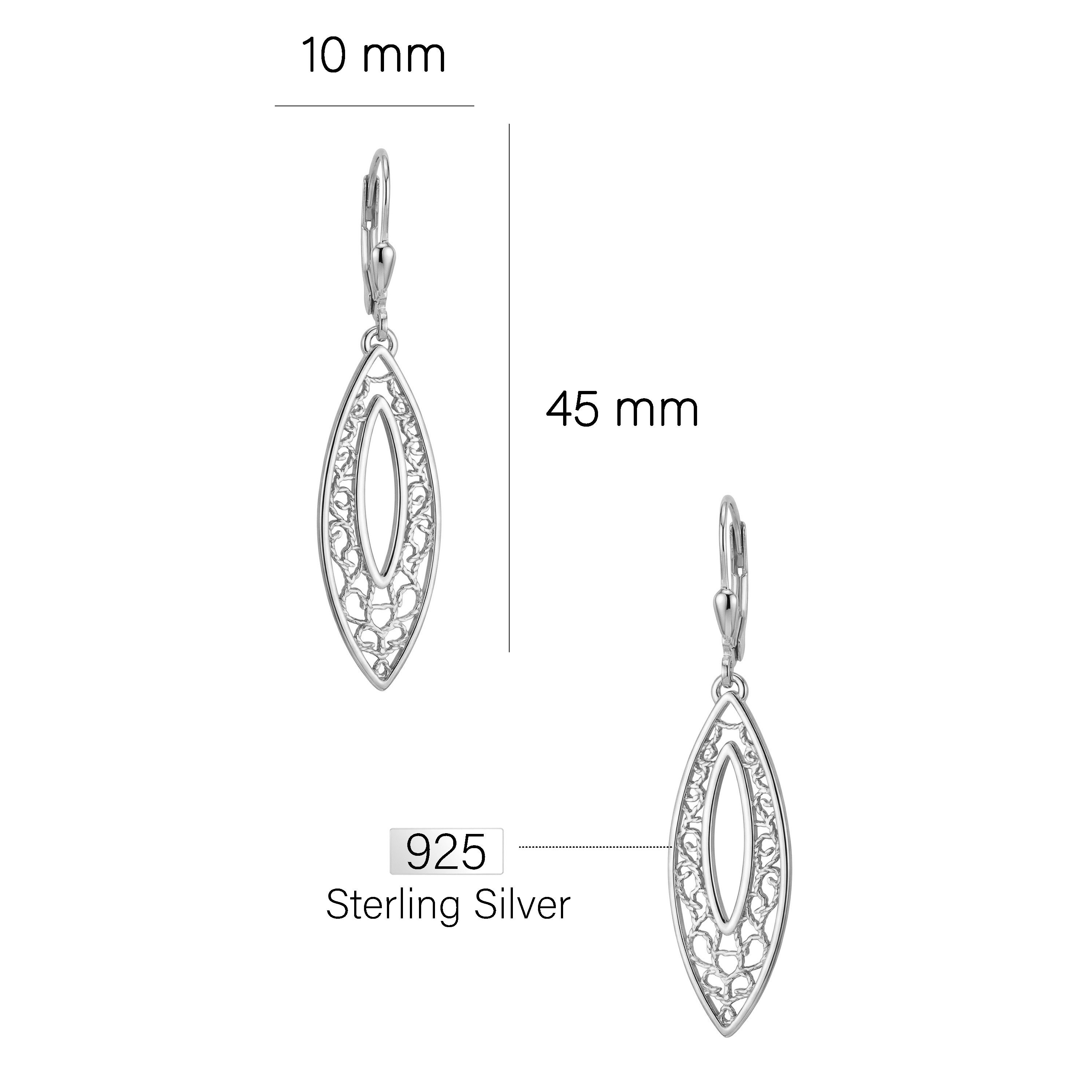 Sofia Milani Paar Ohrhänger Ovales Ornament, 925 Silber Damen Schmuck - E2072