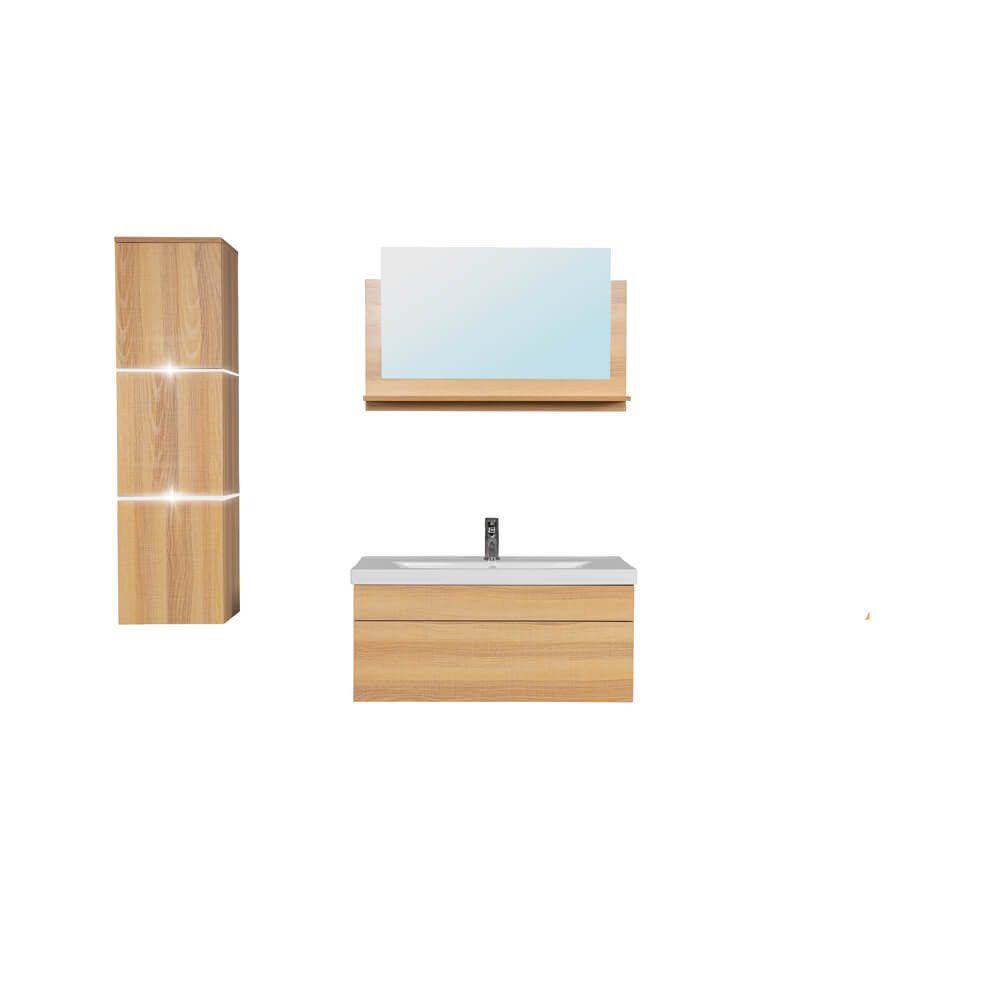 HOME DELUXE Badmöbel-Set WANGEROOGE BIG - L, 3-teilig, Badezimmermöbel, Badmöbel Komplett set