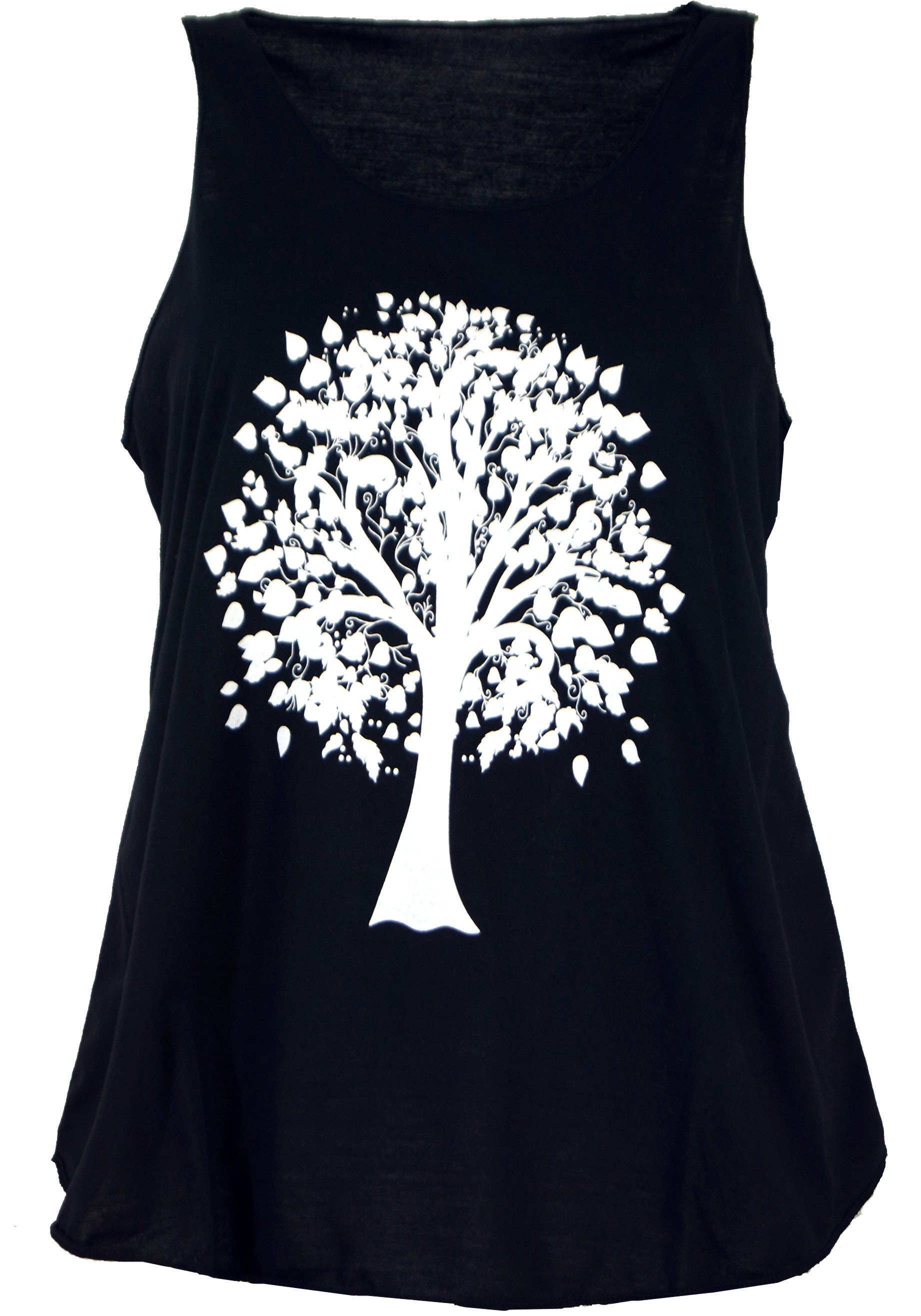 Guru-Shop T-Shirt Retro Art Tanktop mit Ethnodruck - Baum des.. Festival, Hippie, Ethno Style, alternative Bekleidung