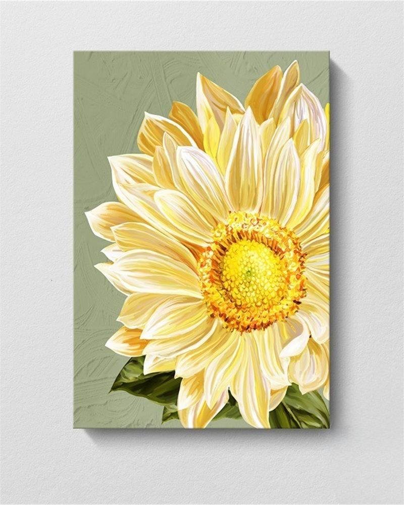 Rouemi Kunstdruck Sonnenblume Leinwandbild, Gemälde Aufhängefertig Blume, (30×40cm), Leinwand Gelb-B Malerei, dekorative