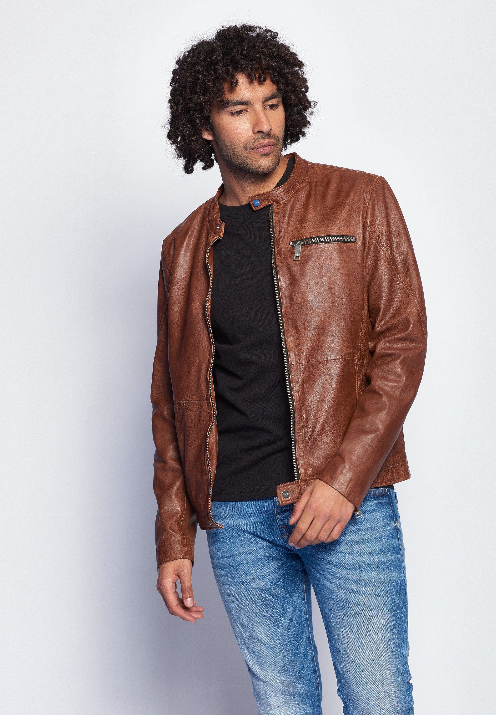 Maze dark cognac 181Berwick Lederjacke