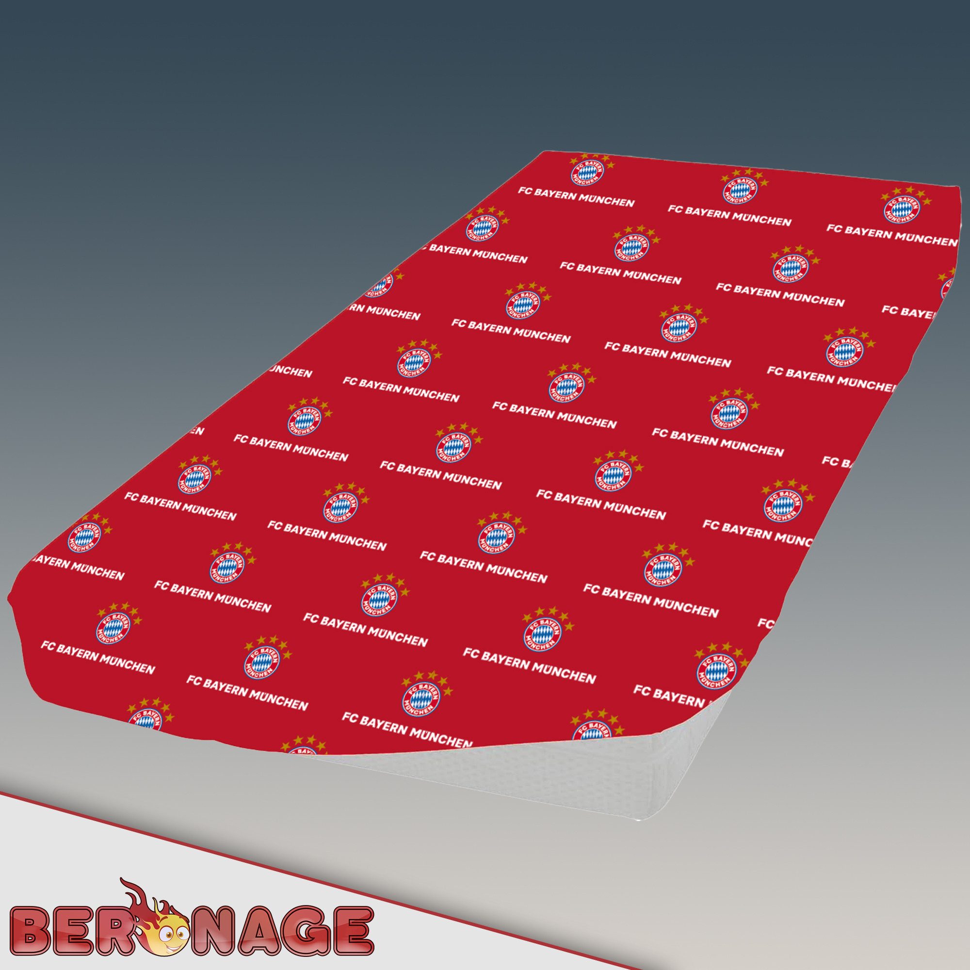 BERONAGE Spannbettlaken FC Bayern München Spannbettlaken Rot 90/100 x 190/200 cm, 100% Baumwolle, Gummizug: Ja, (1 Stück), passend z. Bettwäsche, Kissen, Decke, Badetuch, Teppich