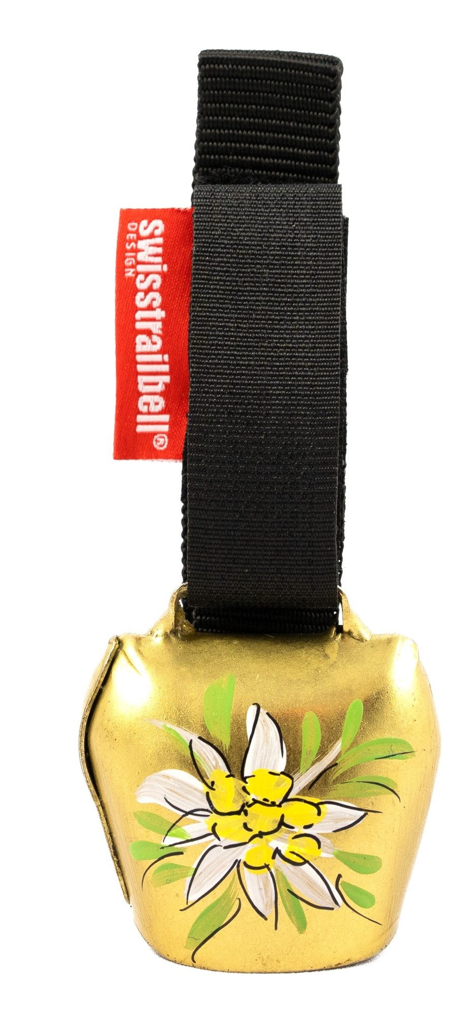 swisstrailbell Fahrradklingel Edition Messing-Gold mit Alpen Edelweiß, Trailbell, Bear Bell