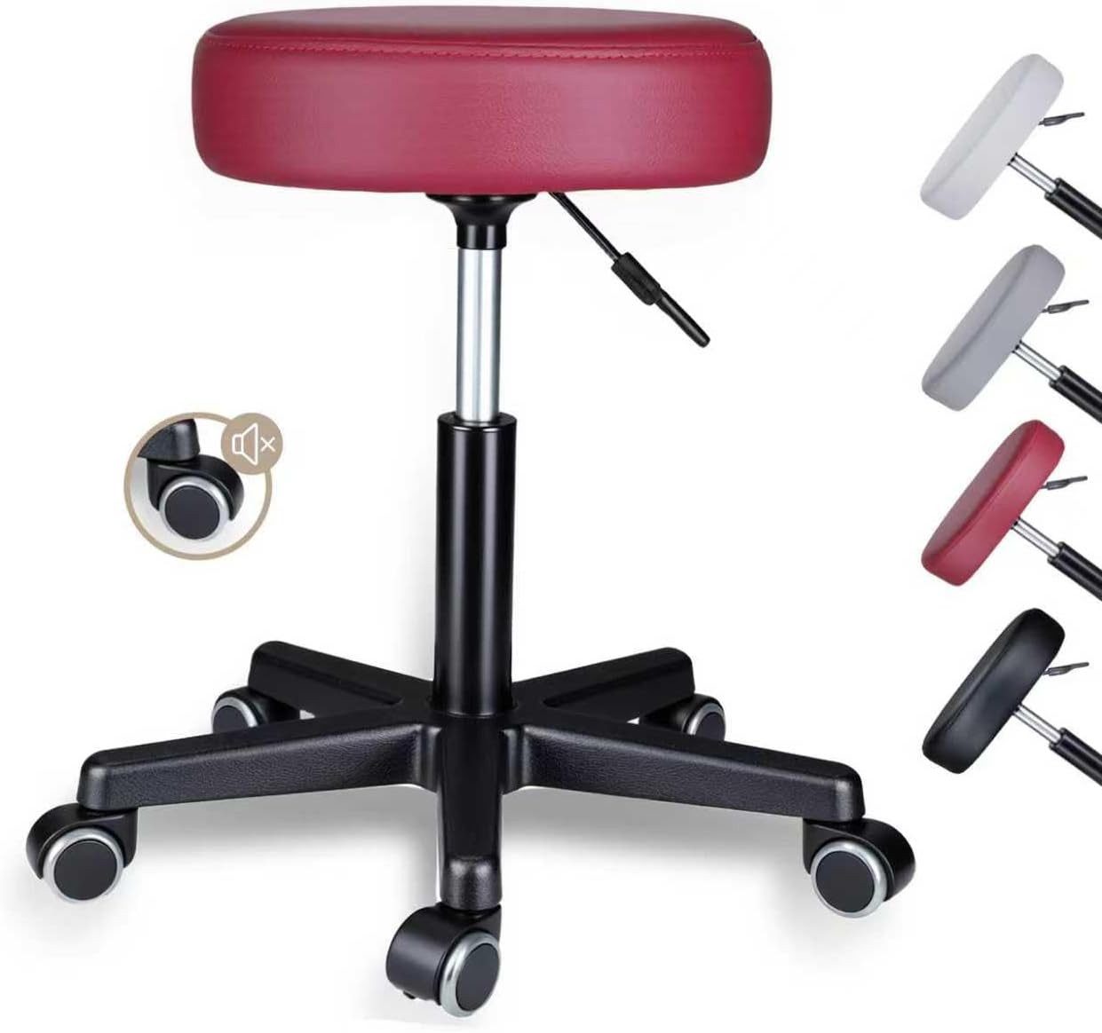 Zedelmaier Табуретки Вращающийся табурет Bürohocker Barhocker Arbeitshocker Polsterung, 46-60cm Höhenverstellbarer, 360°drehbar mit 5 Rollen