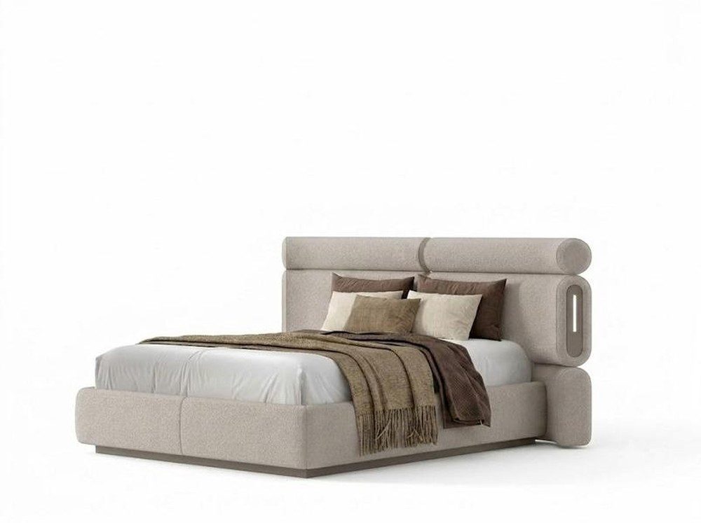 JVmoebel Polsterbett Modernes Polsterbett Beige Doppelbett Schlafzimmer Design (1-tlg., 1-tlg)