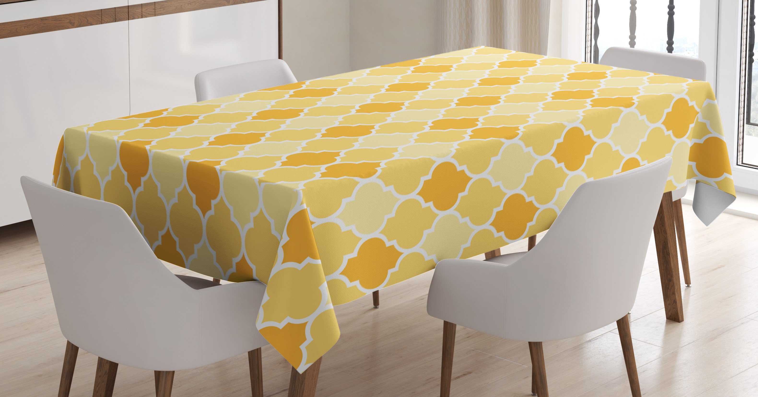 Klare Quatrefoil geeignet Abakuhaus Für Farbfest Außen Tischdecke Yellow Trellis Bereich den Farben, in Waschbar