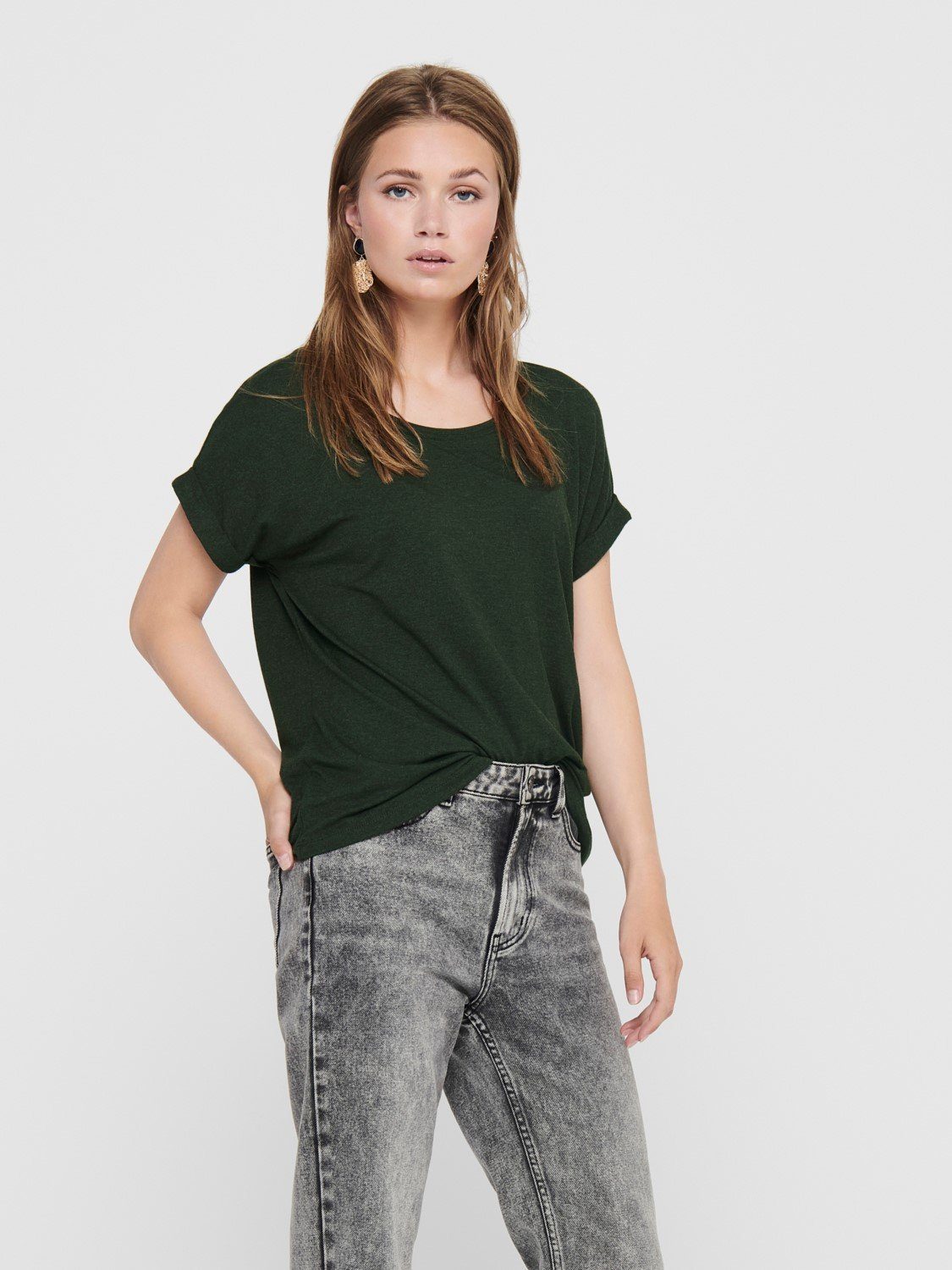 ONLY T-Shirt Einfarbiges Rundhals Kurzarm Oberteil günstig online kaufen