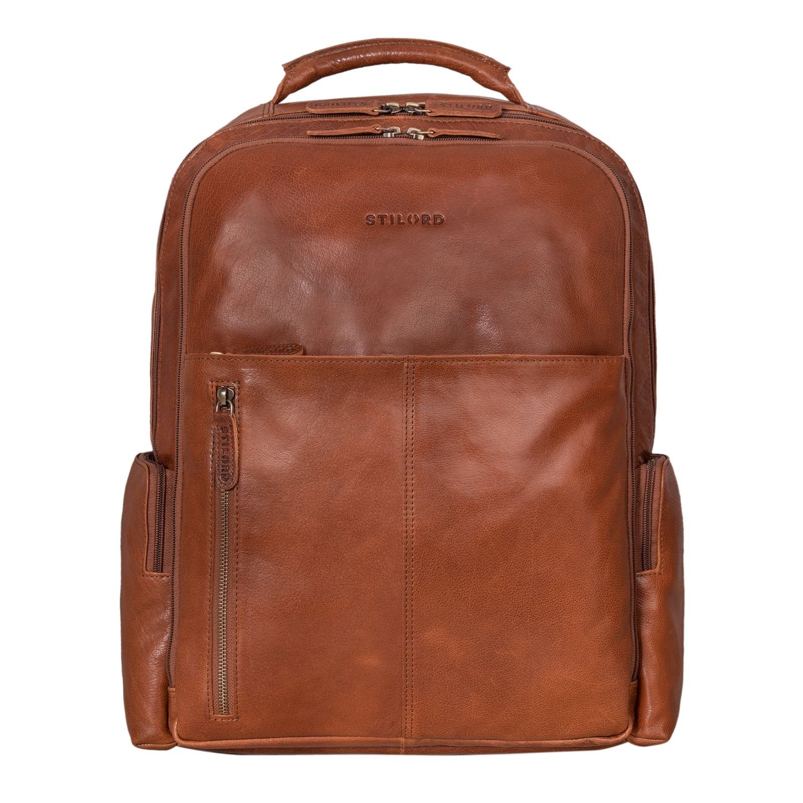 STILORD Notebook-Rucksack Zoll Vintage - braun 17 Leder Laptoprucksack maraska "Sherlock"