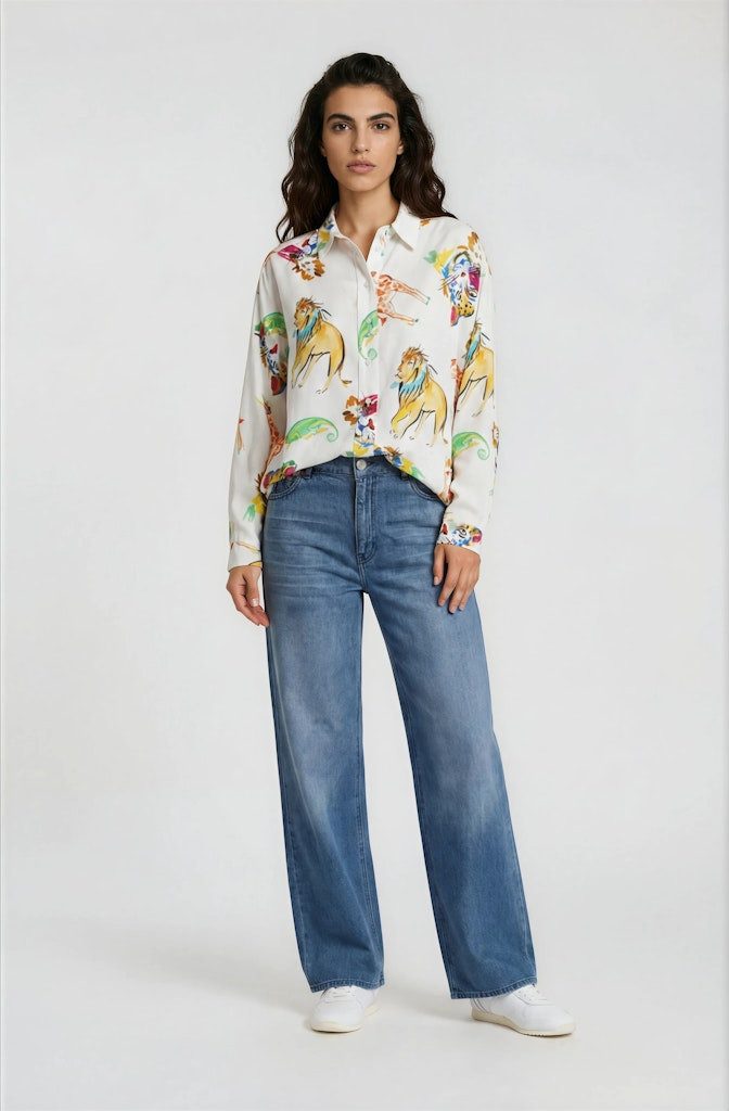 Milano Italy Blusentop OVERSIZED SHIRT BLOUSE, 1/1 SLEEVE