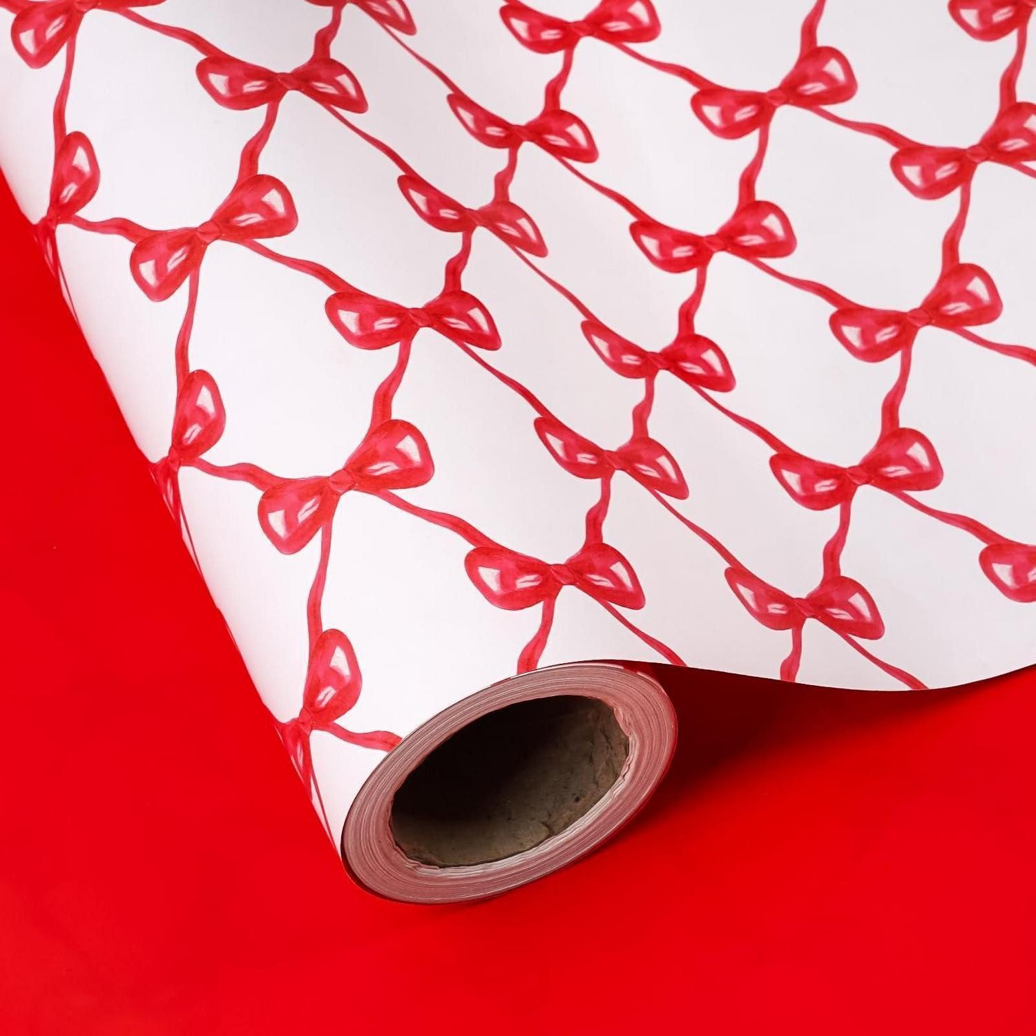 LuxusKollektion Geschenkpapier Geschenkpapier Rot Wendbar Mini-Rolle 43.2x10m