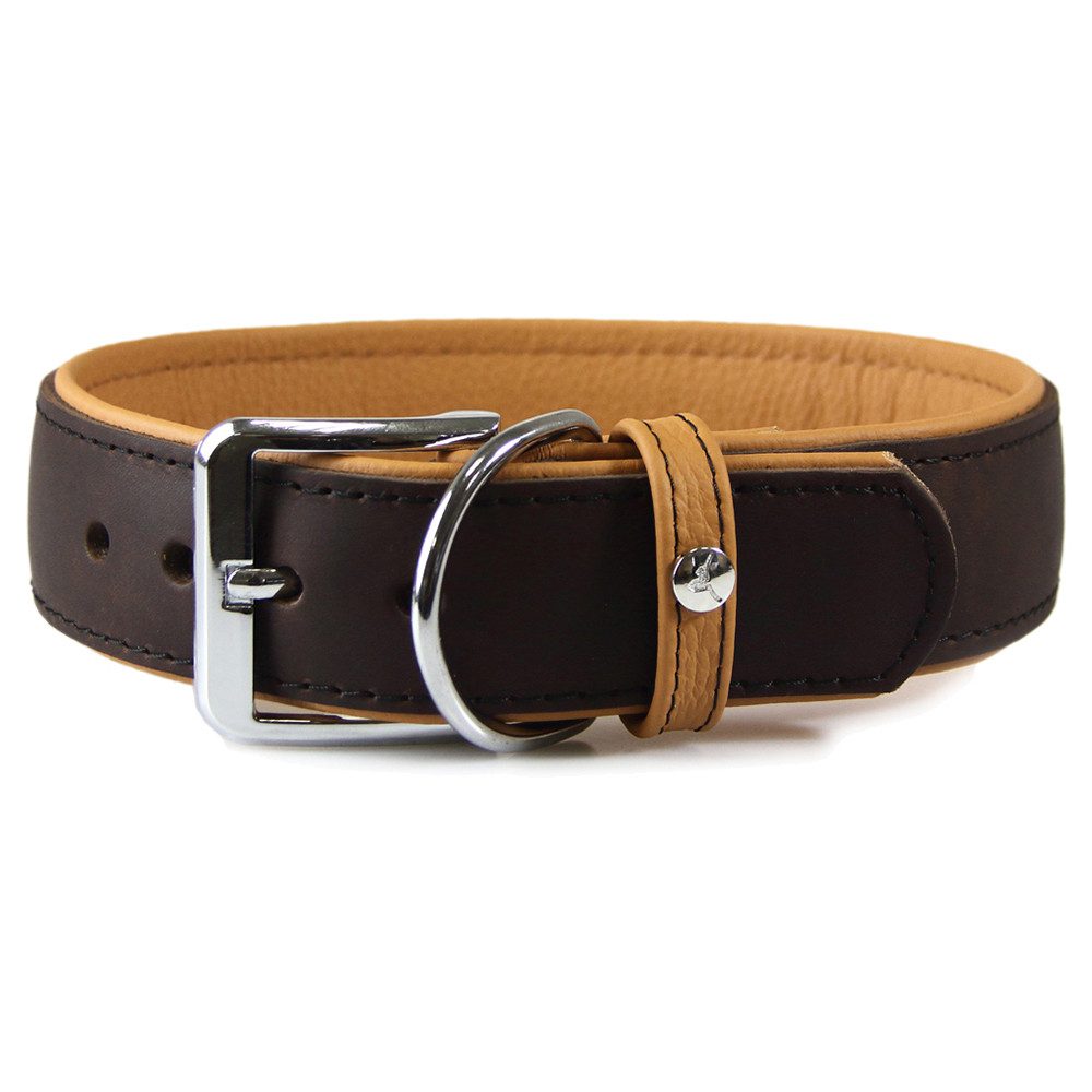 Das Lederband Hunde-Halsband Hundehalsband Vancouver mocca/caramel
