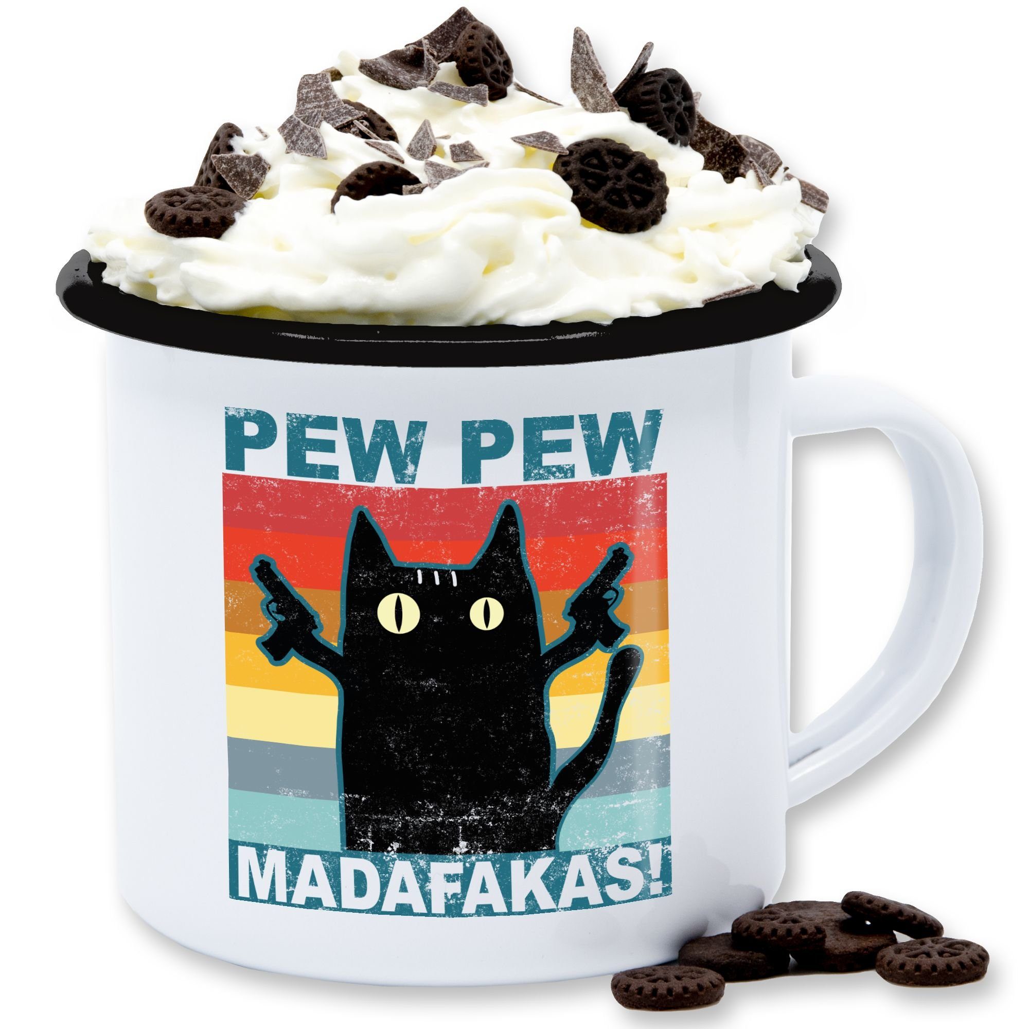 Shirtracer Tasse Pew Pew Madafakas pewpewpew, Stahlblech, Statement 1 Weiß Schwarz