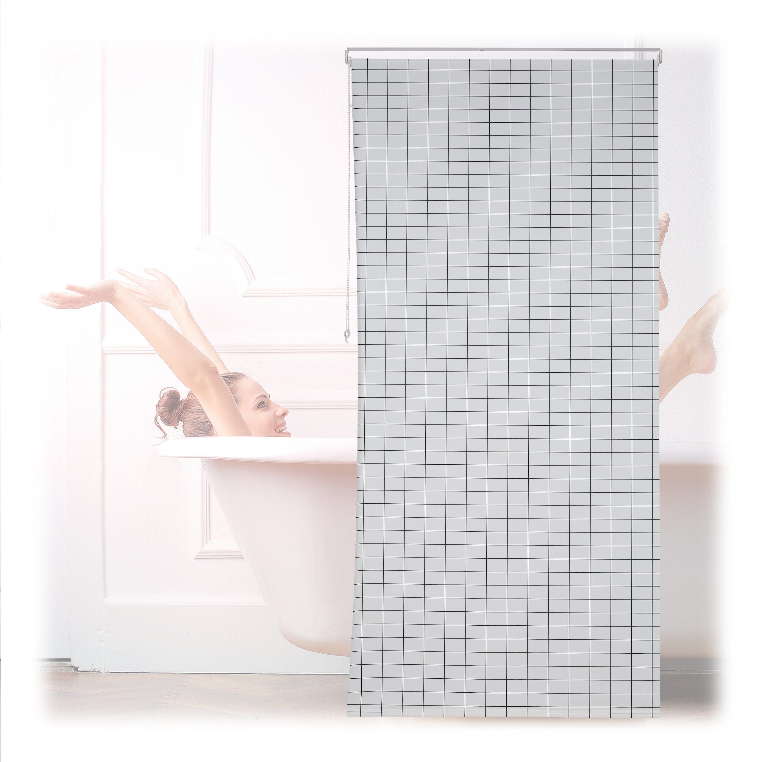 relaxdays Duschrollo Kariertes Duschrollo Breite 120 günstig online kaufen