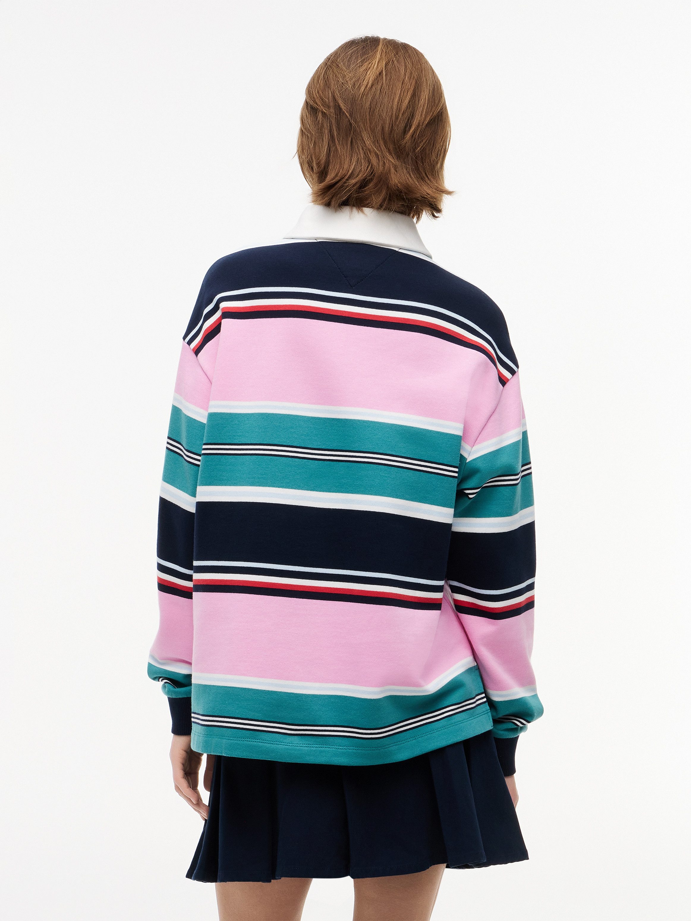 Tommy Jeans Sweatshirt TJW RLX MULTI STRIPE RUGBY EXT Baumwolle, relaxed fit, Polokragen