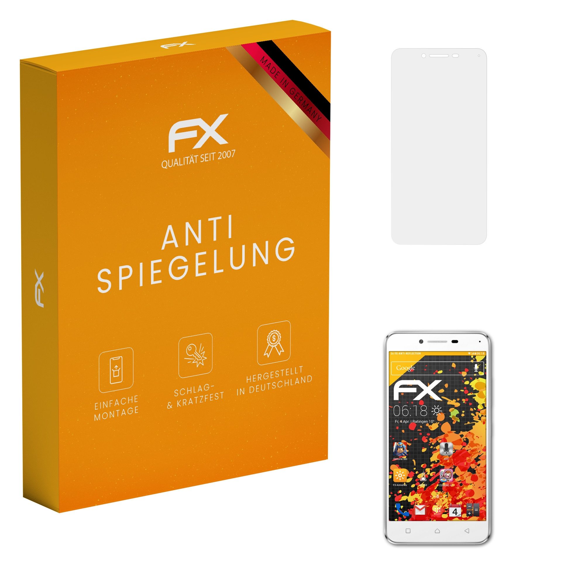 atFoliX Schutzfolie für Lenovo Vibe K5 Plus, (3 Folien), Entspiegelnd und stoßdämpfend
