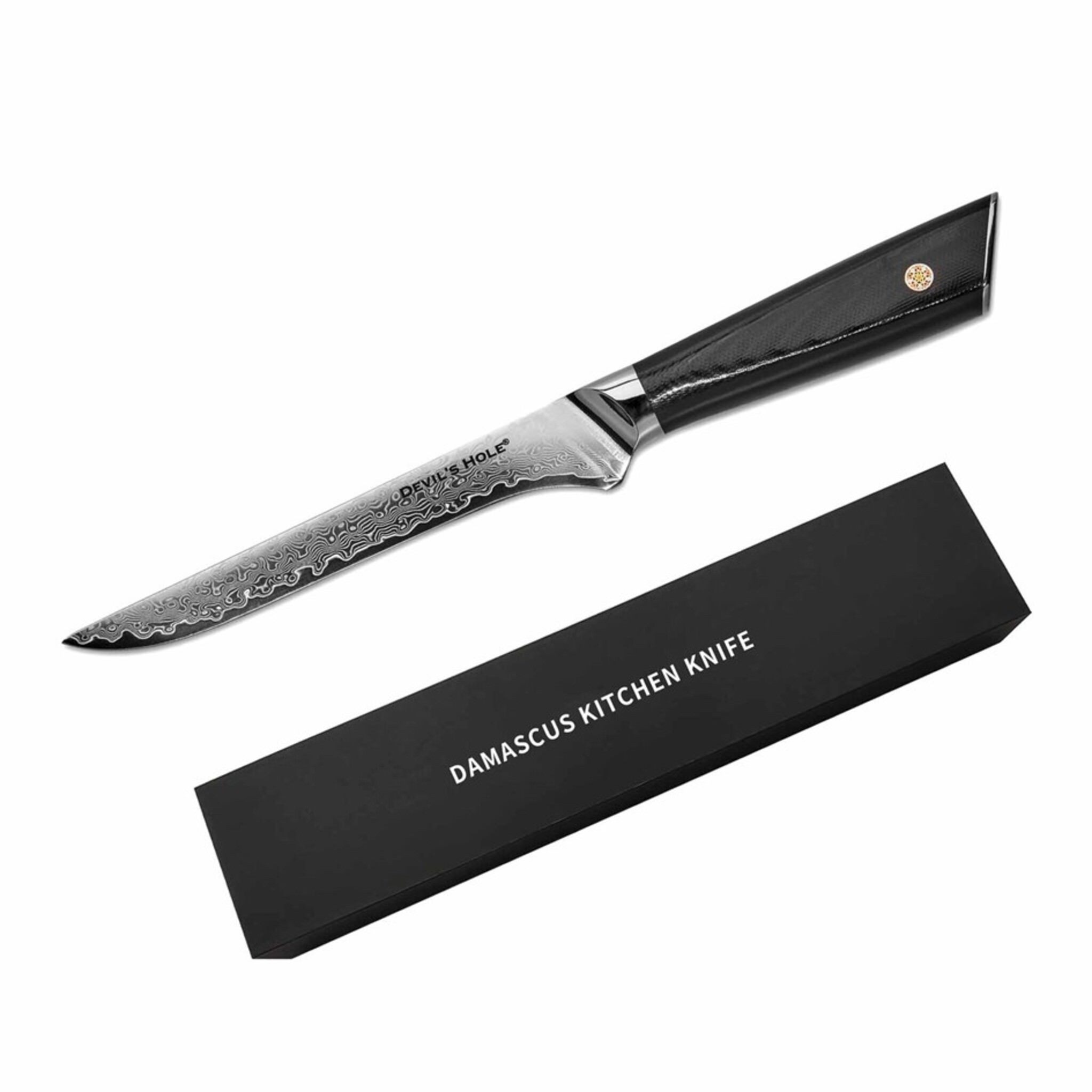 Devil's Hole Fleischmesser Devil's Hole® Damastmesser Ausbeinmesser Schwarz