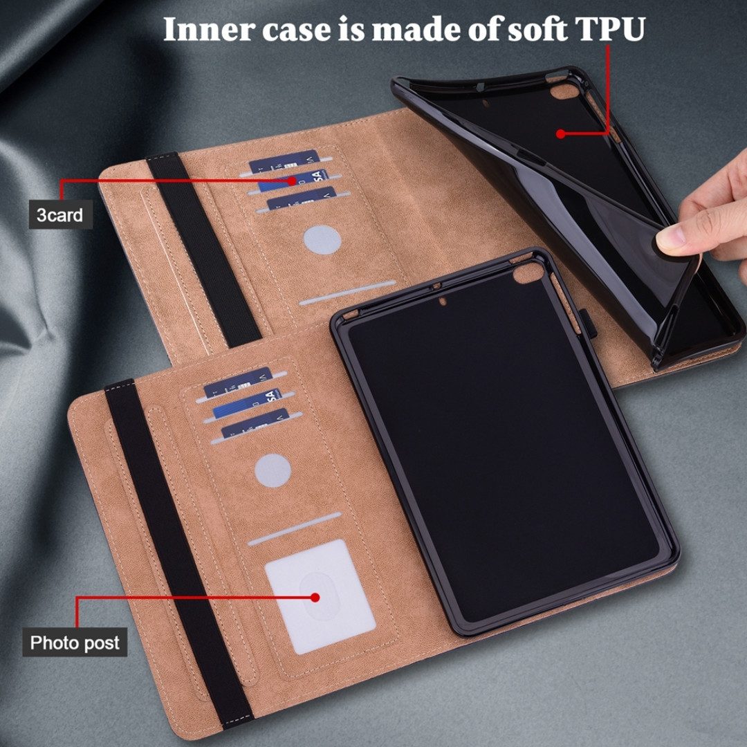 SmartUP Tablet-Hülle für Samsung Galaxy Tab S10+ / S9+ / S9 FE+ Tasche Case Schutzglas 9H 12,4 Zoll, integrierte Standfunktion, integrierte Kartenfächer